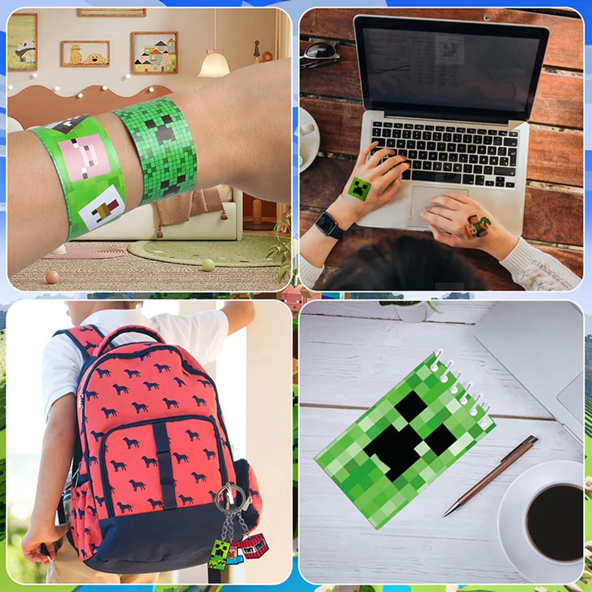 HYZMSZA Videospiel Party Mitgebsel, Kindergeburtstag Gastgeschenke, Give Aways Mitgebsel mit Schlüsselanhänger Notizbuch Aufkleber Spiel Armbänder Geschenktüten, Gamer Theme Party Zubehör - Image 3