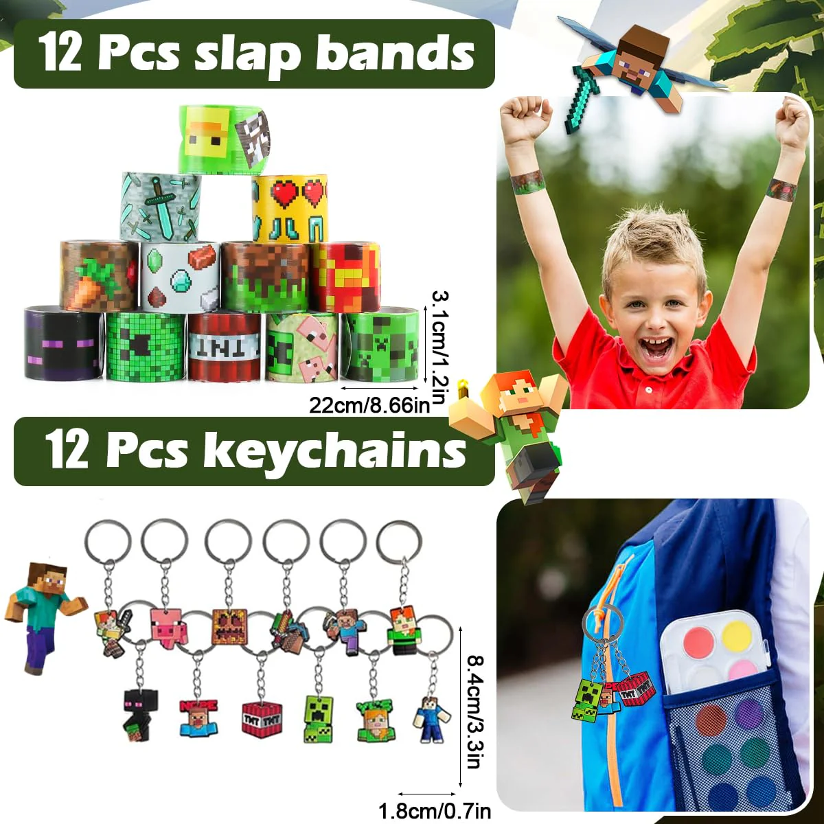 HYZMSZA Videospiel Party Mitgebsel, Kindergeburtstag Gastgeschenke, Give Aways Mitgebsel mit Schlüsselanhänger Notizbuch Aufkleber Spiel Armbänder Geschenktüten, Gamer Theme Party Zubehör - Image 4