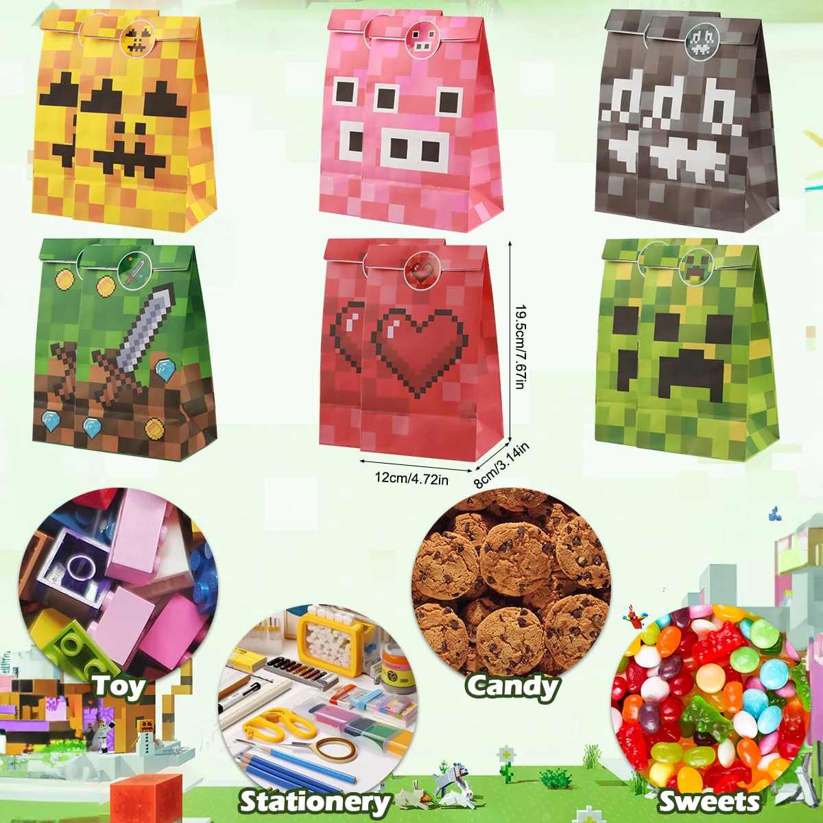 HYZMSZA Videospiel Party Mitgebsel, Kindergeburtstag Gastgeschenke, Give Aways Mitgebsel mit Schlüsselanhänger Notizbuch Aufkleber Spiel Armbänder Geschenktüten, Gamer Theme Party Zubehör - Image 6