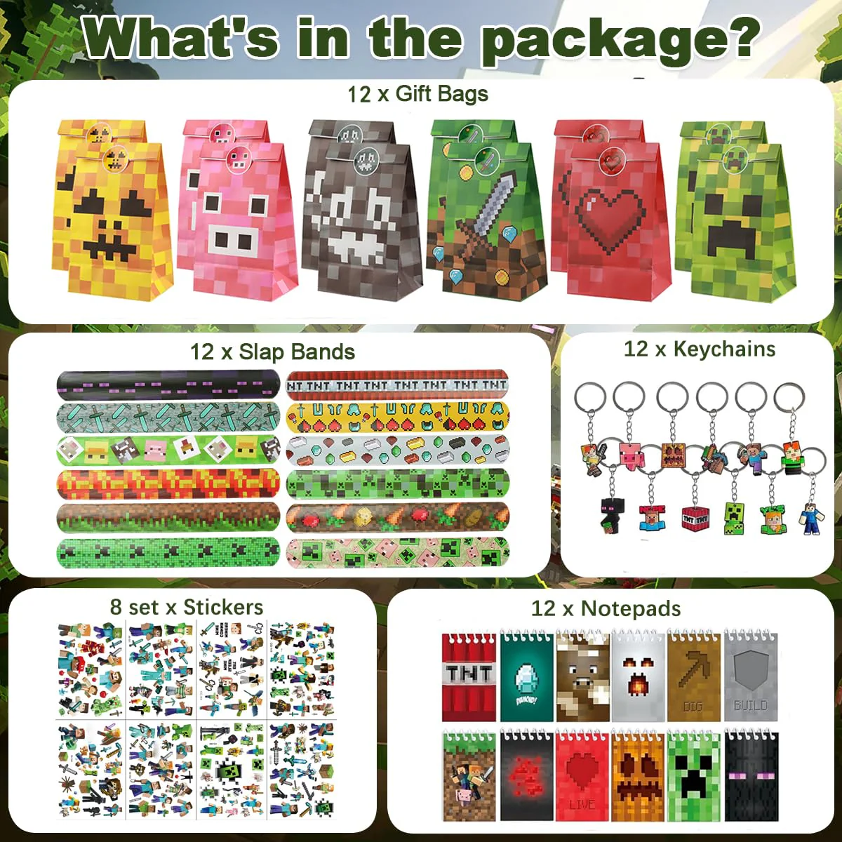HYZMSZA Videospiel Party Mitgebsel, Kindergeburtstag Gastgeschenke, Give Aways Mitgebsel mit Schlüsselanhänger Notizbuch Aufkleber Spiel Armbänder Geschenktüten, Gamer Theme Party Zubehör - Image 7