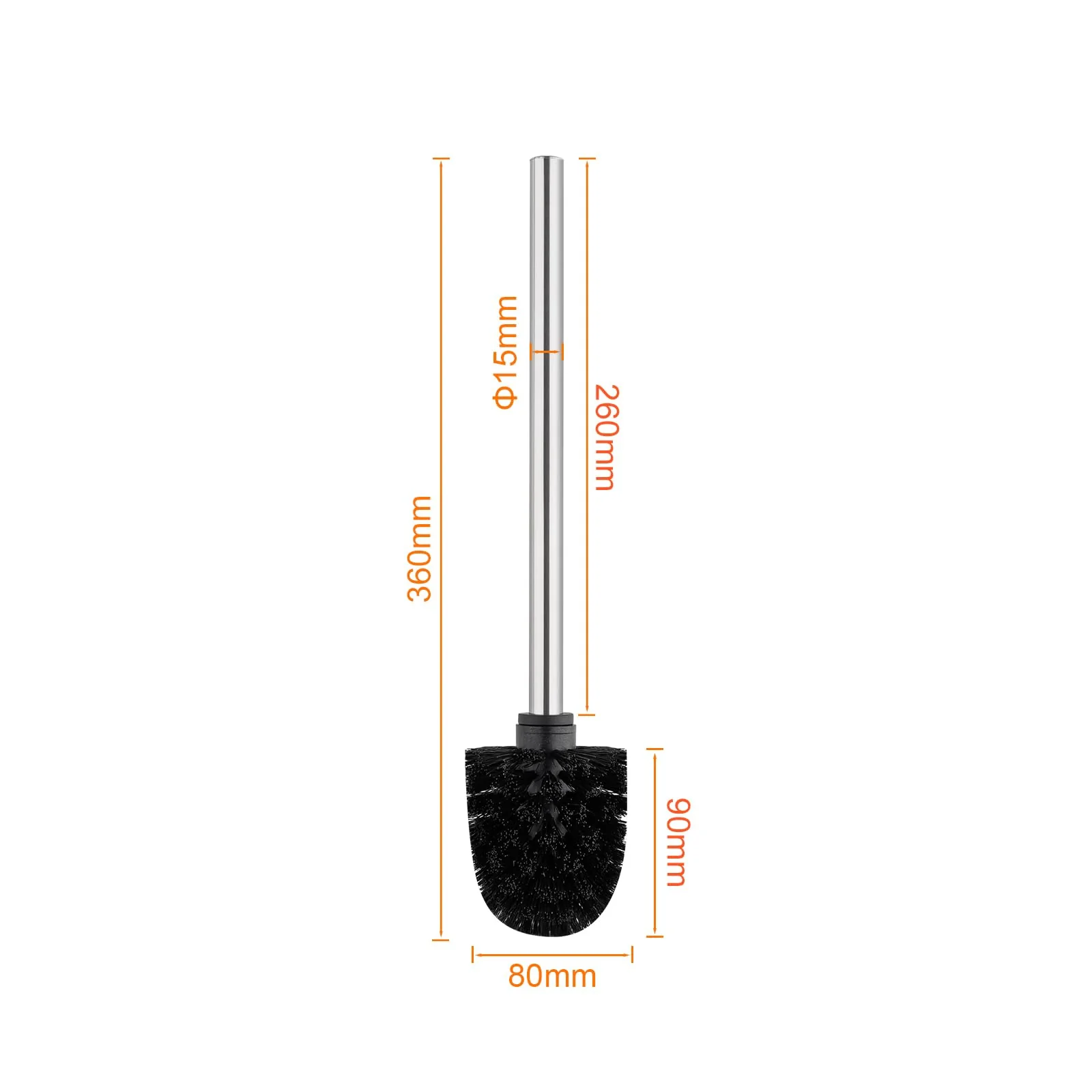 Ibergrif 4 Stück Klobürste Schwarz, WC Bürsten mit 8 cm Durchmesser, Abnehmbare Bürstenköpfe, Toilettenbürste mit Edelstahlstiel, M34155 - Image 2