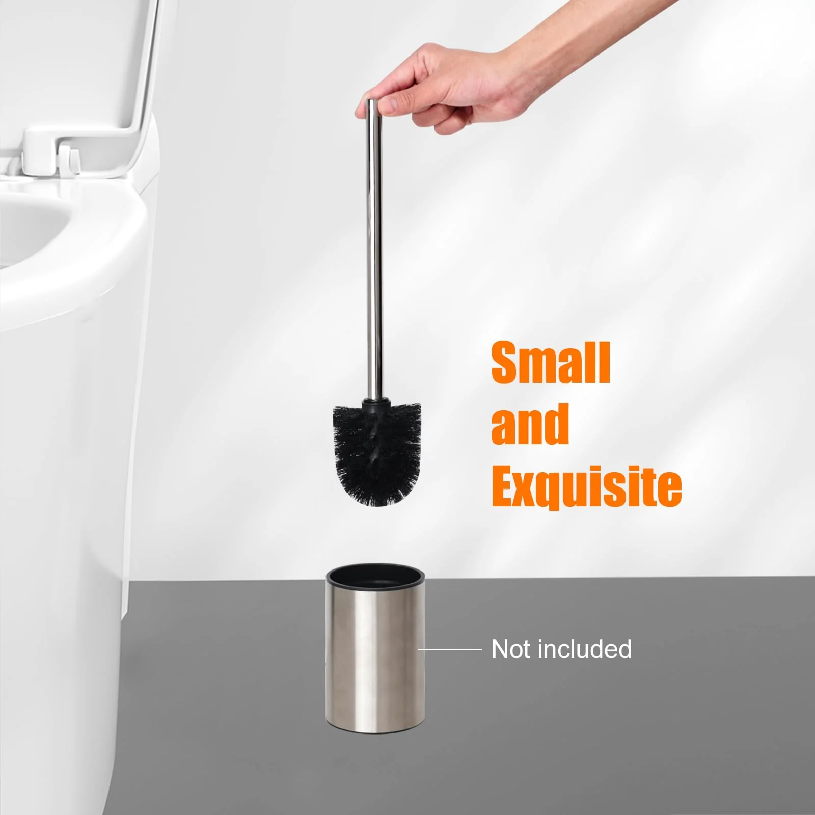 Ibergrif 4 Stück Klobürste Schwarz, WC Bürsten mit 8 cm Durchmesser, Abnehmbare Bürstenköpfe, Toilettenbürste mit Edelstahlstiel, M34155 - Image 3
