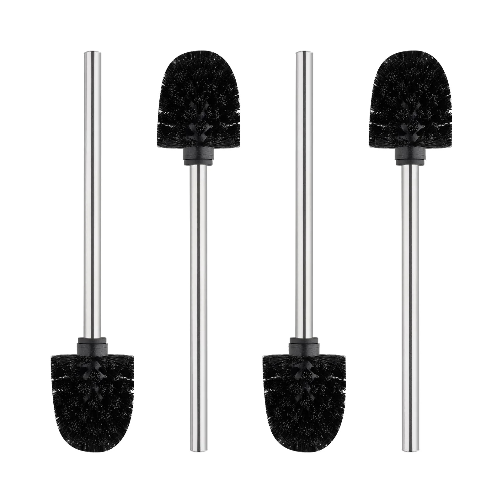 Ibergrif 4 Stück Klobürste Schwarz, WC Bürsten mit 8 cm Durchmesser, Abnehmbare Bürstenköpfe, Toilettenbürste mit Edelstahlstiel, M34155 - Image 4