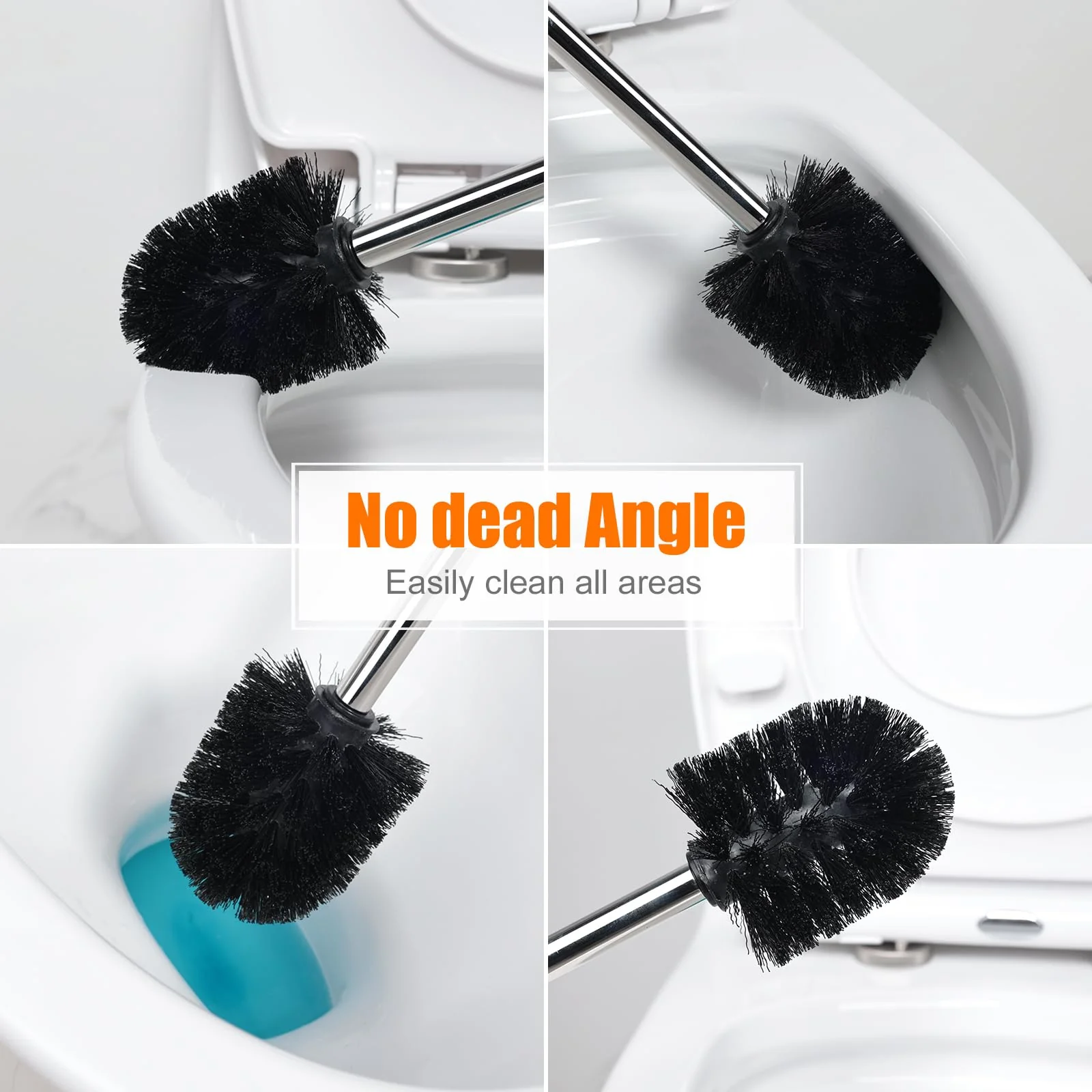 Ibergrif 4 Stück Klobürste Schwarz, WC Bürsten mit 8 cm Durchmesser, Abnehmbare Bürstenköpfe, Toilettenbürste mit Edelstahlstiel, M34155 - Image 7