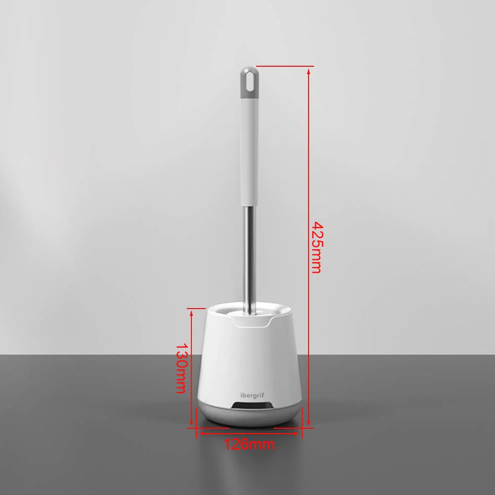 Ibergrif M34152, Klobürste Silikon mit Abtropfschale-Toilettenbürste, Klobürstenhalter Anti-Tropf, WC Bürste Belüftet Trocknung Geruchlos, WC Bürstengarnitur Stehen und Wandmontage, Weiss, 126x425mm - Image 7