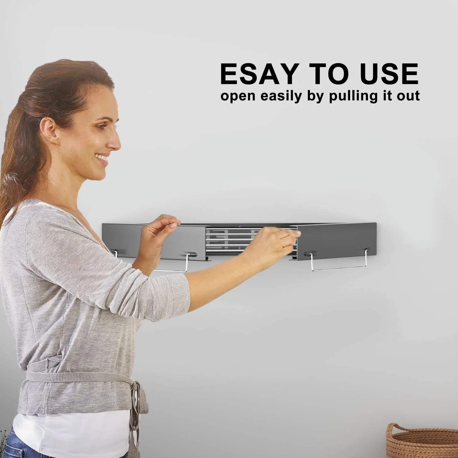 IBVIVIC Wand Wäschetrockner ausziehbar 80cm, Wäscheständer klappbar für Innen oder Außen, platzsparend kompakt, Schwarz - Image 6