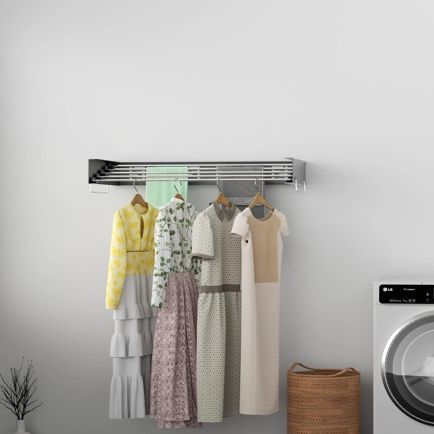 IBVIVIC Wand Wäschetrockner ausziehbar 80cm, Wäscheständer klappbar für Innen oder Außen, platzsparend kompakt, Schwarz - Image 9
