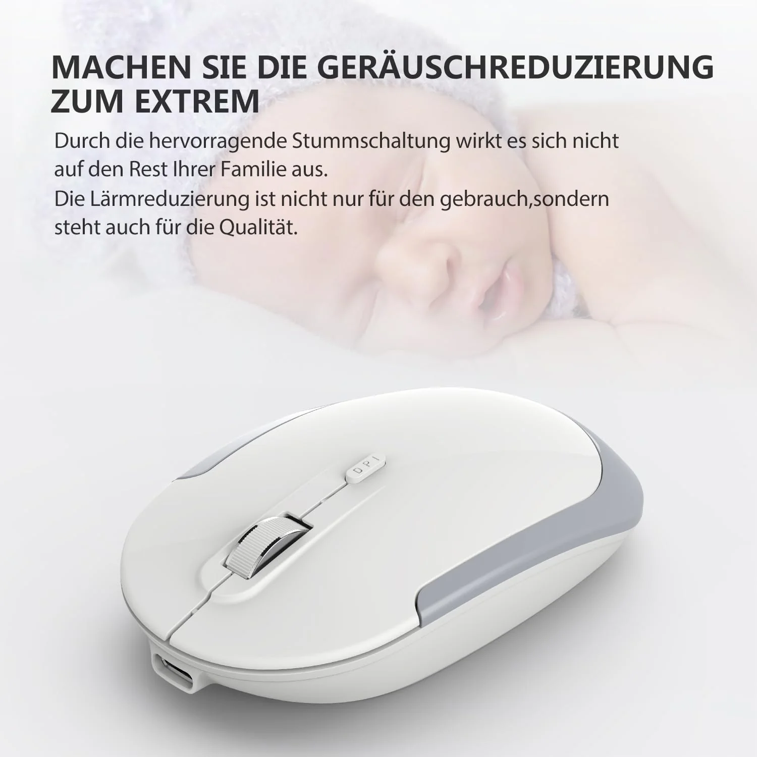 iClever Kabellos Tastatur Maus Set, Wiederaufladbare Kabellose Tastatur und Maus, QWERTZ Layout (Deutsch), Ultra Thin für Computer/Desktop/PC/Laptop/Windows 10/8/7, Weiß und Silber - Image 4