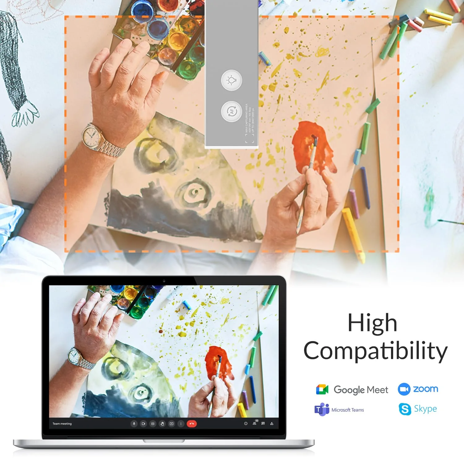 IDEAO DC400, Faltbare 4K-USB-Dokumentenkamera und Webcam, 1080P, 60fps mit Autofokus, eingebautem Mikrofon, LED und Plug&Play, für Distance Learning, Fernunterricht und Online Coaching - Image 6