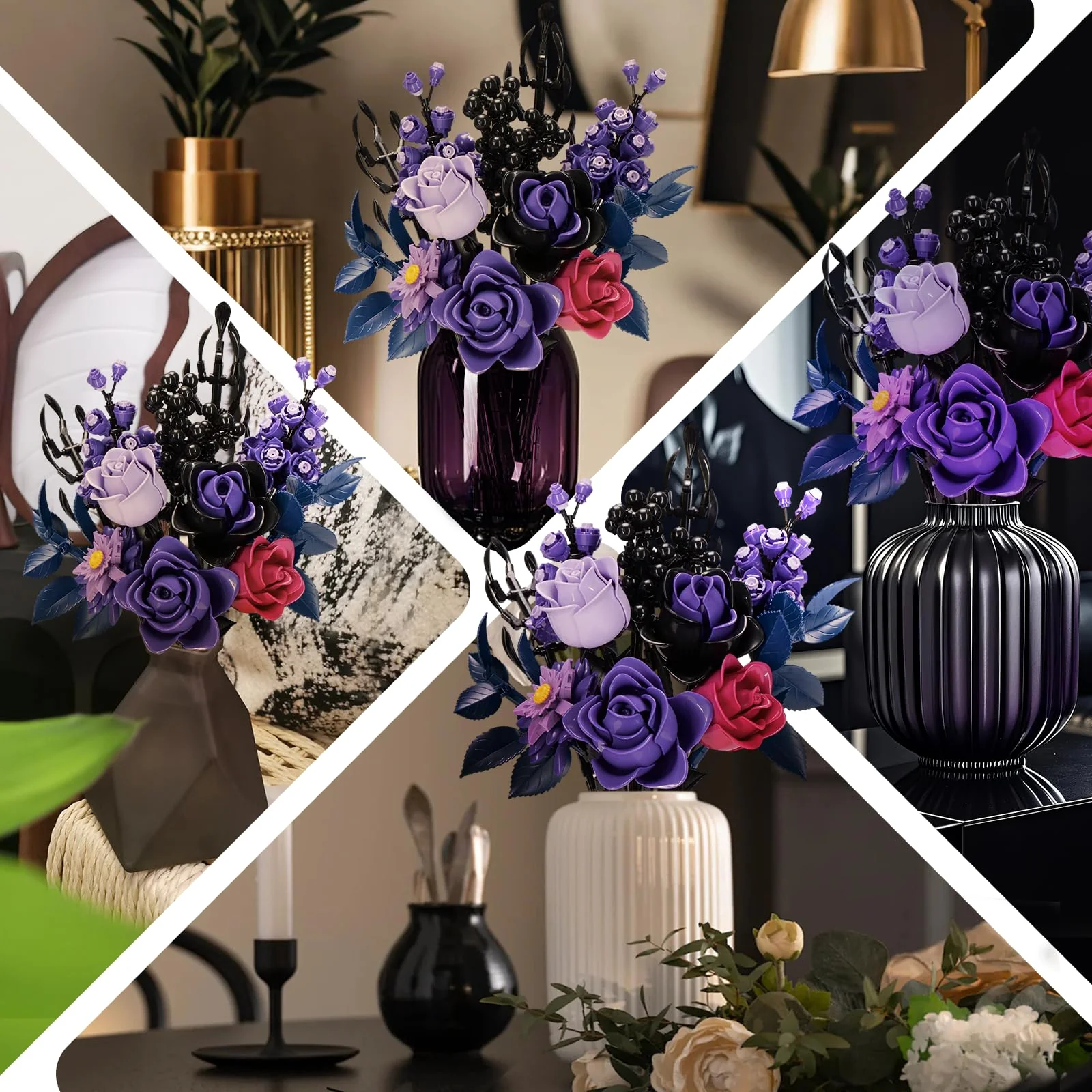 Ideas Halloween Blumen Rosen Spielzeug Klemmbausteine Bausteinen,Kompatibel Mit Lego Flowers Geschenk für Erwachsene Frauen Mädchen Home Deko für Geburtstag, Muttertag, Weihnachten 8-16+(822PSC) - Image 8
