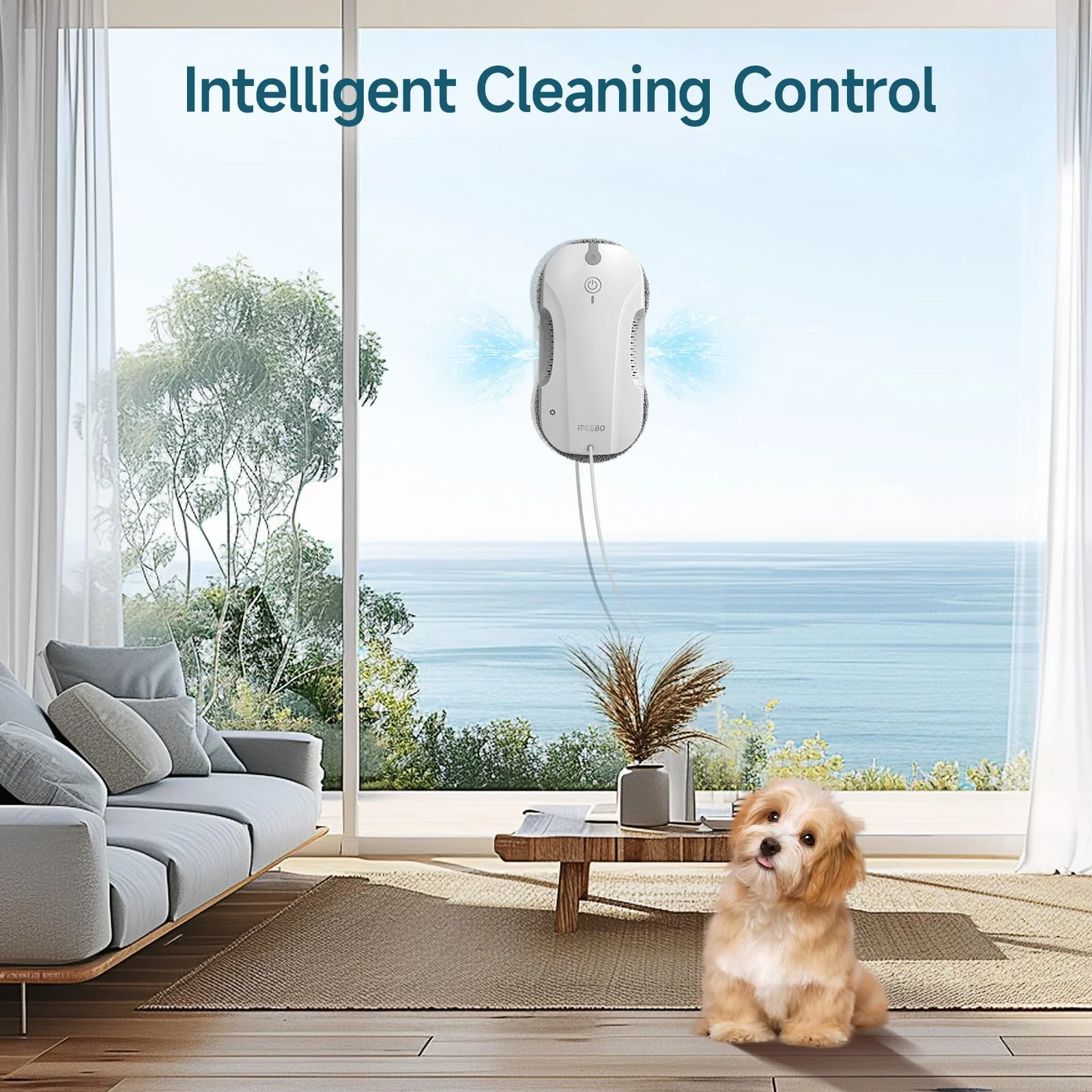 iDEEBO E300 Fensterputzroboter mit Doppelseitigem Sprühsystem, Auslaufsicherem Wassertank, Leicht Aufrüstbar, für Eine Gründliche Streifenfreie Fensterreinigung - Image 3