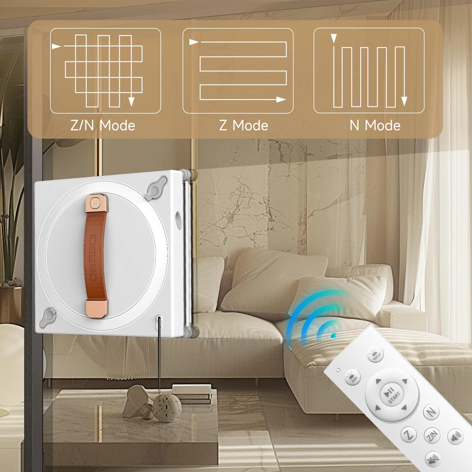 iDEEBO G500 Fensterputzroboter, Effizienter Intelligente Fenstersauger, Beidseitiges Sprühsystem, Automatische Wegplanung, Fensterputzer mit Auslaufsicherem Wassertank - Image 6