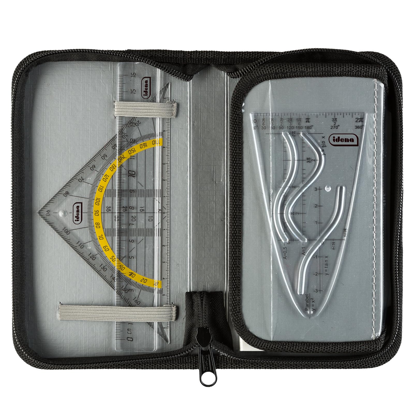 Idena 20066 - Zirkel im Etui, 11-teilig, mit Geodreieck, Lineal, Ersatzminen für den Zirkel, Druckbleistift & Ersatzminen, Stundenplan, Radiergummi & Spitzer - Image 3