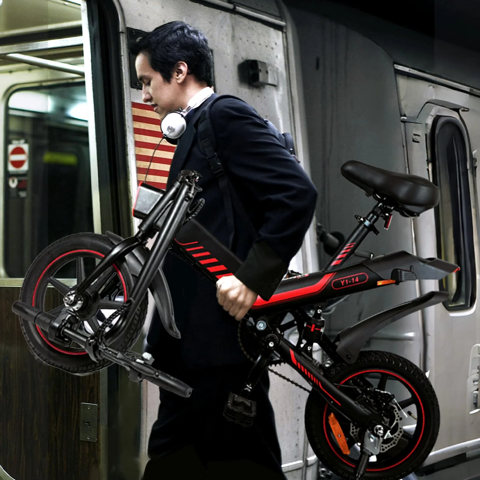 IDMD 14 Zoll E-Bike Klappbar, 36V 10,4Ah Akku und Bis 45 km Reichweite, 250W Motor, Einstellbarer Höhe Mini Elektro-Klapprad für Stadt & Pendler Damen und Herren (Blau) - Image 2