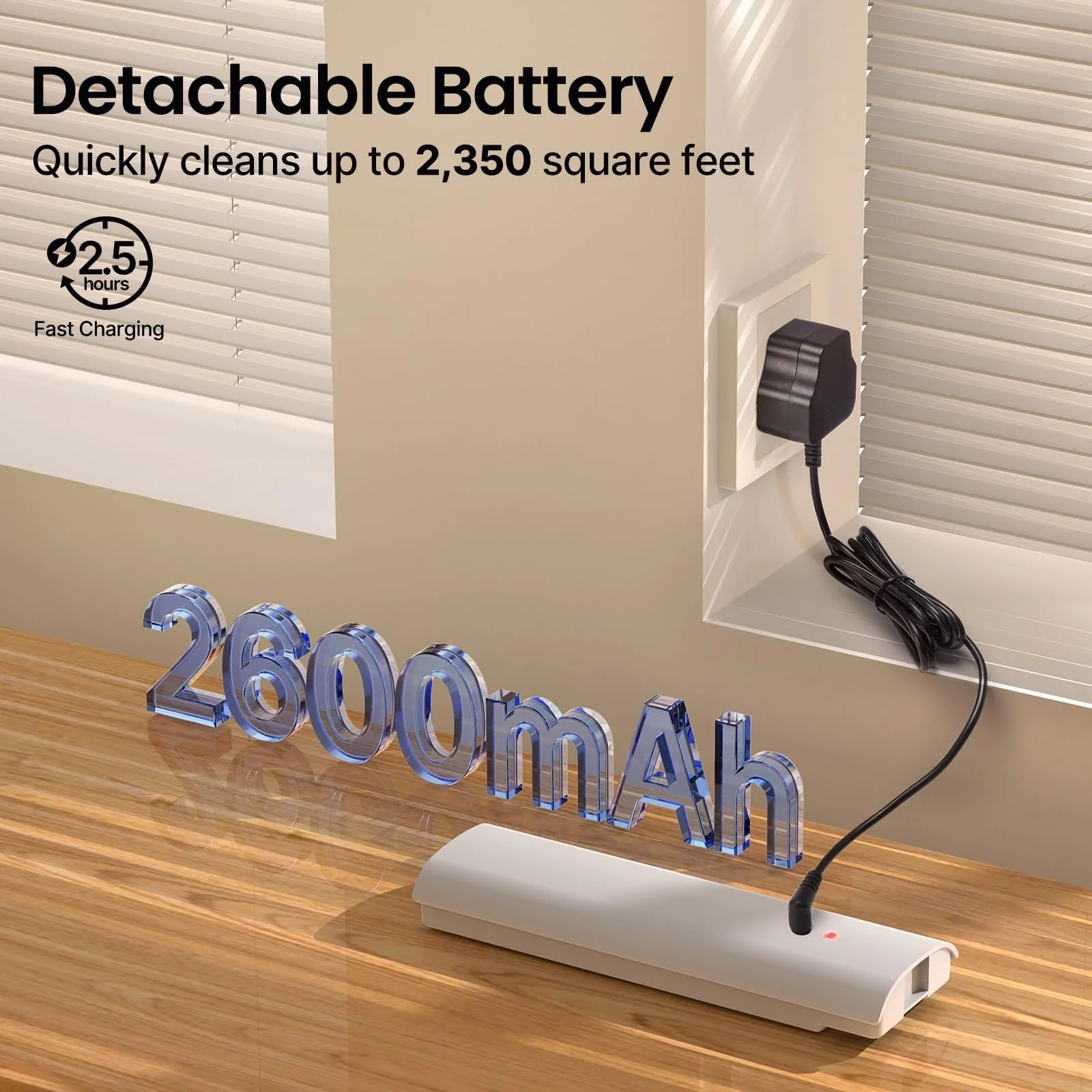 iDOO Kabellos Bodenwischer Elektrisch, Akku Elektrischer Wischmopp mit Sprühfunktion, 350ml Wassertank und LED Beleuchtung, Doppelte Rotationmopp Ohne Kraftaufwand, Weiß - Image 8