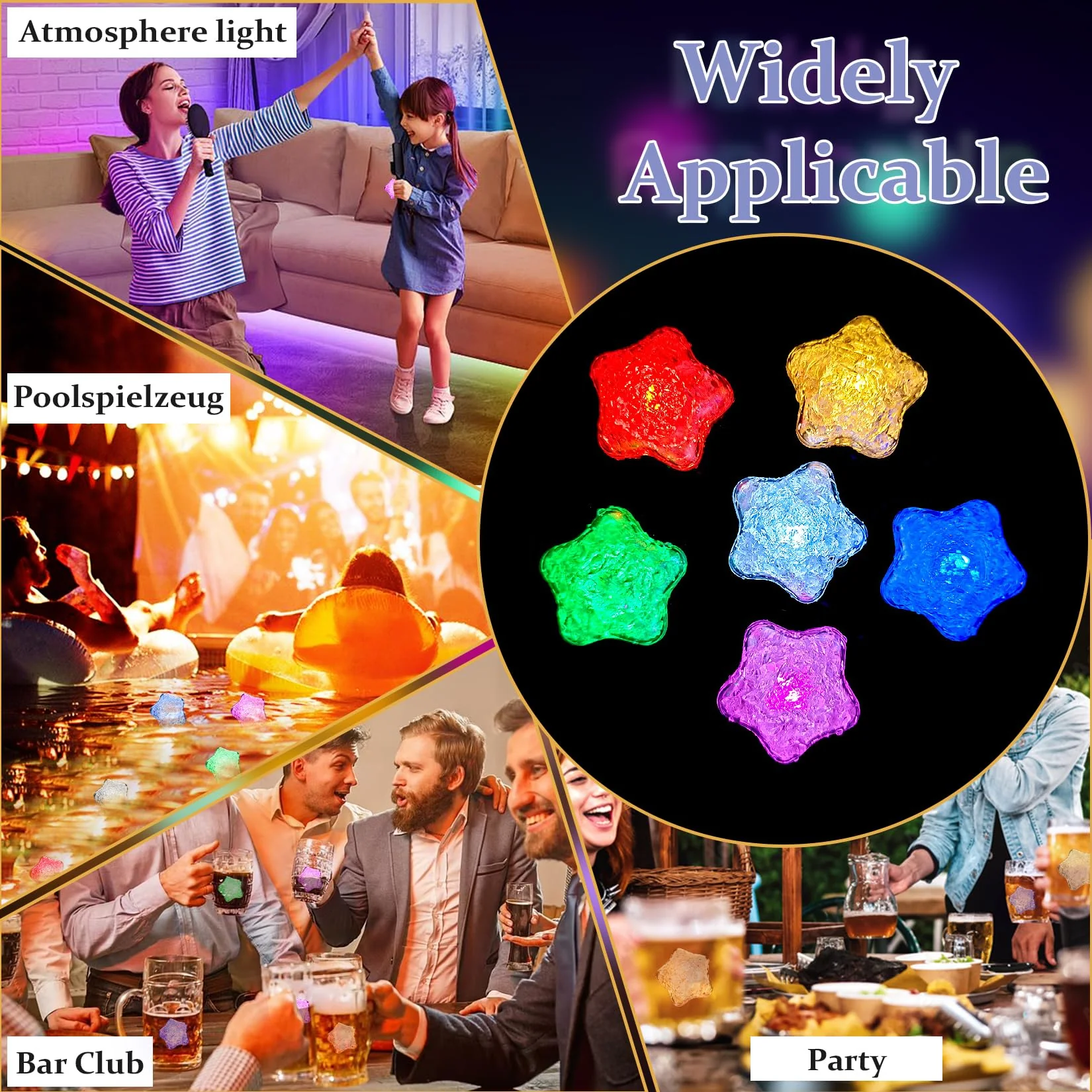 Idota LED Stern 12 Stück Bunten Badespielzeug Baby Wasserspielzeug Badewannenspielzeug Wiederverwendbar Badespielzeug Leuchtend Sensorik Spielzeug für Kinder - Image 2