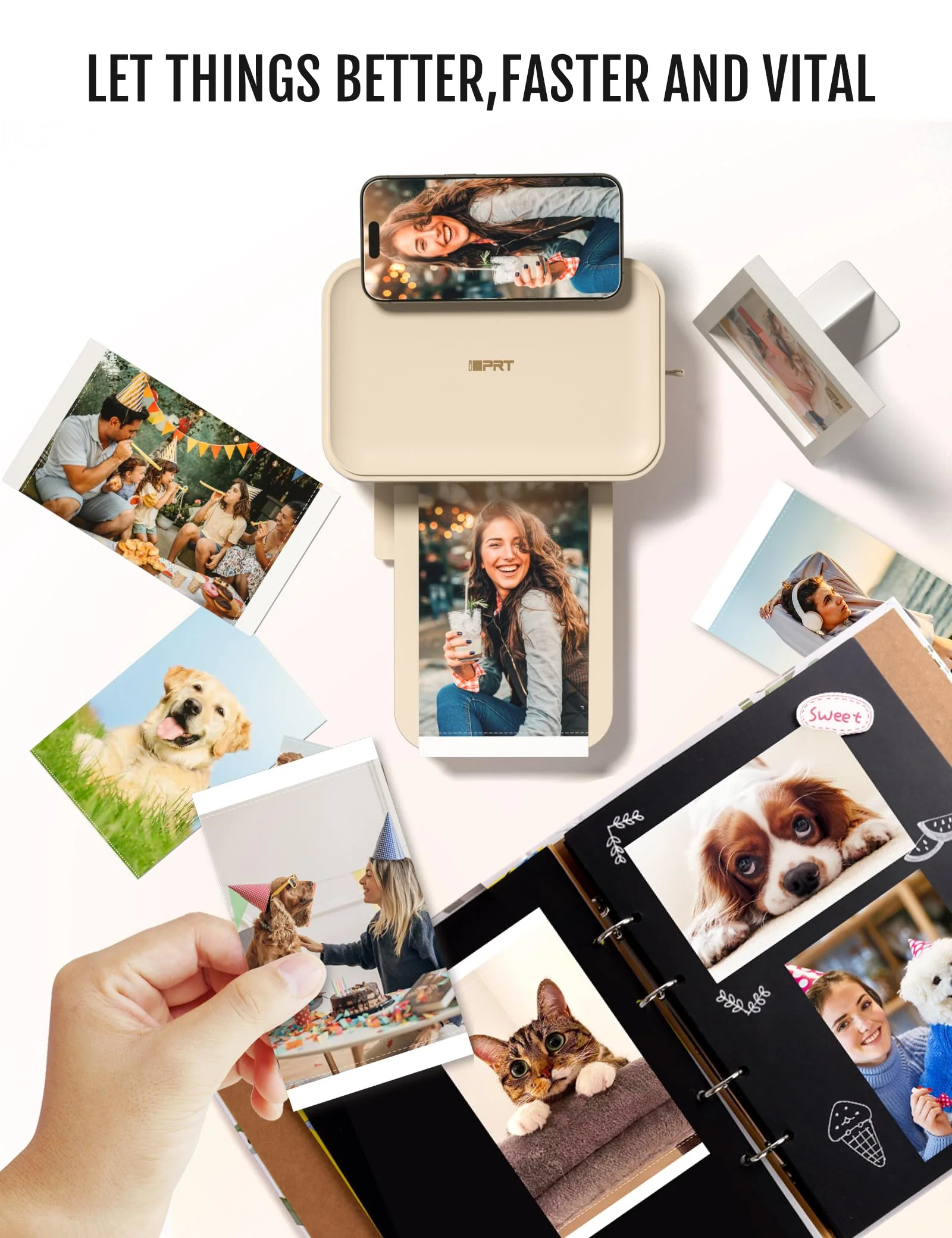 iDPRT CP4100 Fotodrucker mit 108 Blatt Fotopapier und 2 Bändern, tragbarer Fotodrucker für iOS- und Android-Smartphones, ideales Geschenk, um schöne Momente festzuhalten - Image 4