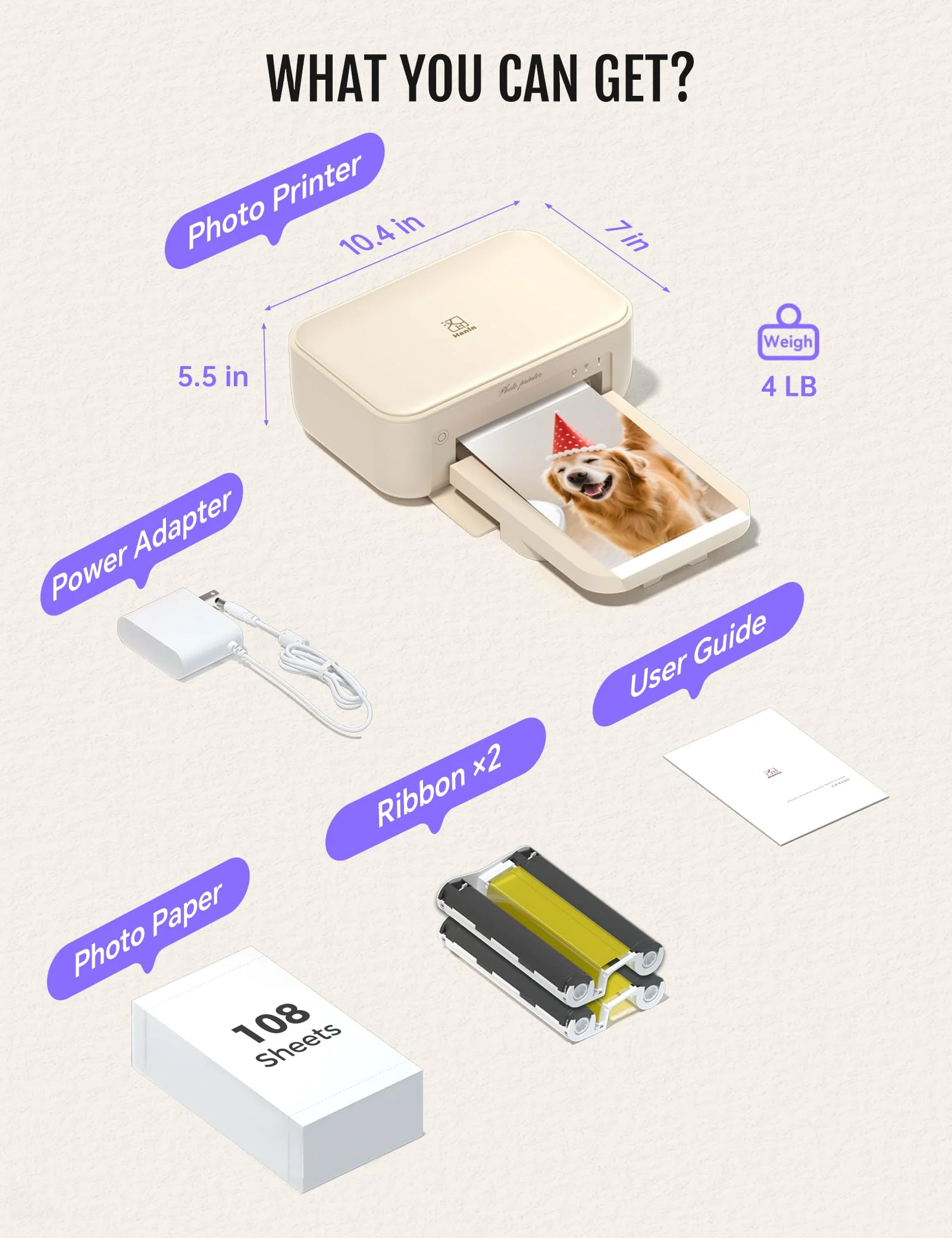 iDPRT CP4100 Fotodrucker mit 108 Blatt Fotopapier und 2 Bändern, tragbarer Fotodrucker für iOS- und Android-Smartphones, ideales Geschenk, um schöne Momente festzuhalten - Image 5