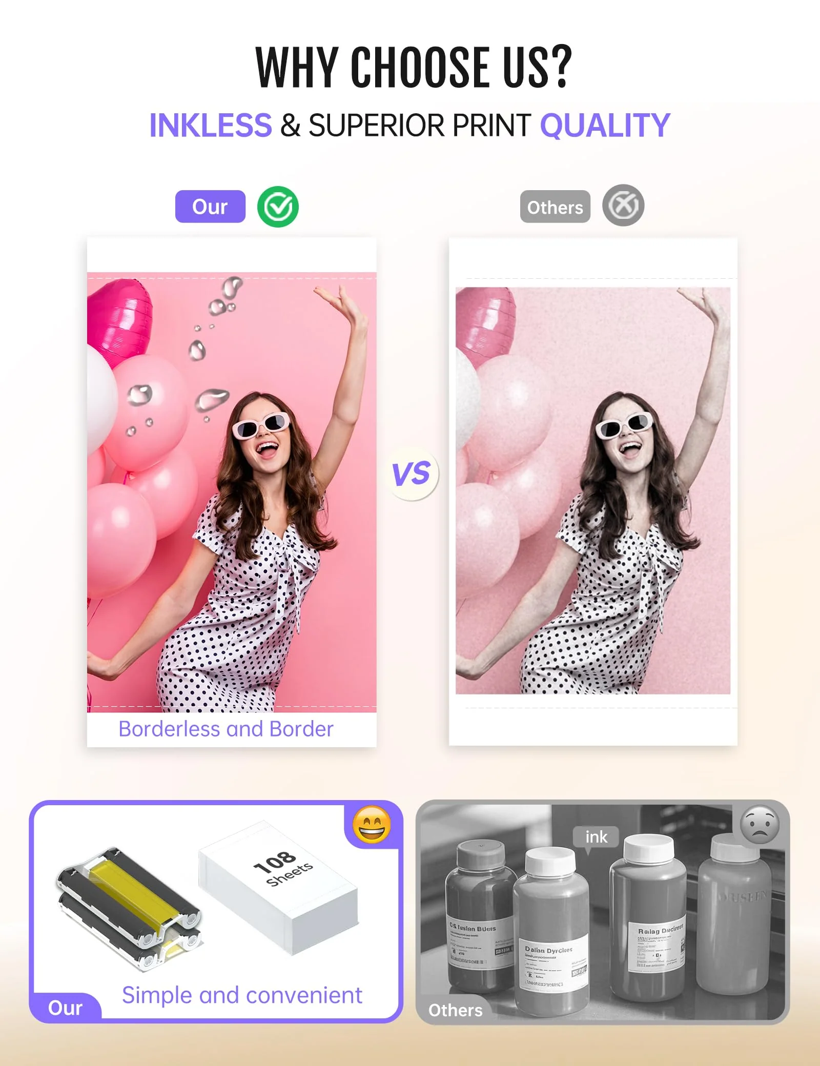 iDPRT CP4100 Fotodrucker mit 108 Blatt Fotopapier und 2 Bändern, tragbarer Fotodrucker für iOS- und Android-Smartphones, ideales Geschenk, um schöne Momente festzuhalten - Image 6