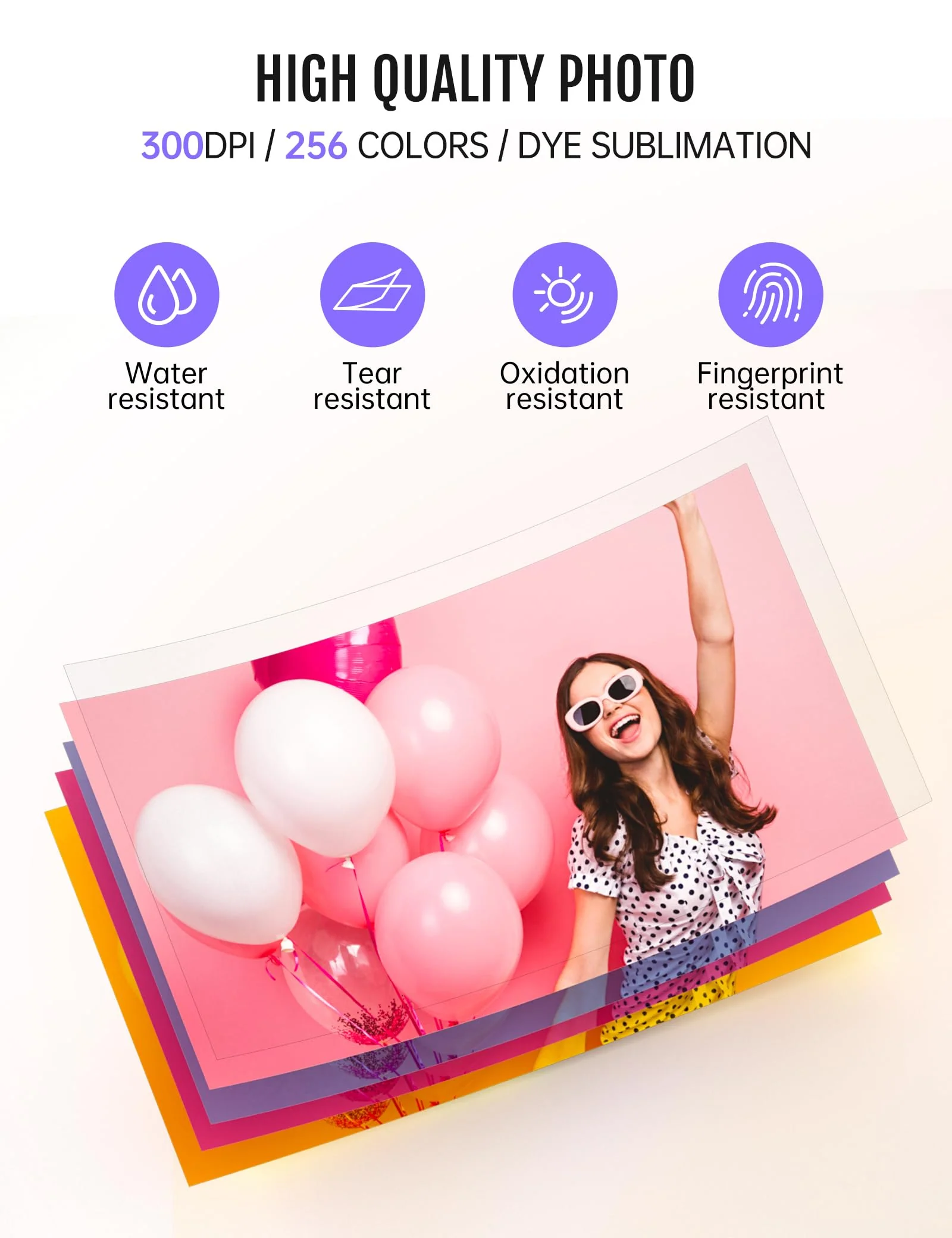 iDPRT CP4100 Fotodrucker mit 108 Blatt Fotopapier und 2 Bändern, tragbarer Fotodrucker für iOS- und Android-Smartphones, ideales Geschenk, um schöne Momente festzuhalten - Image 7