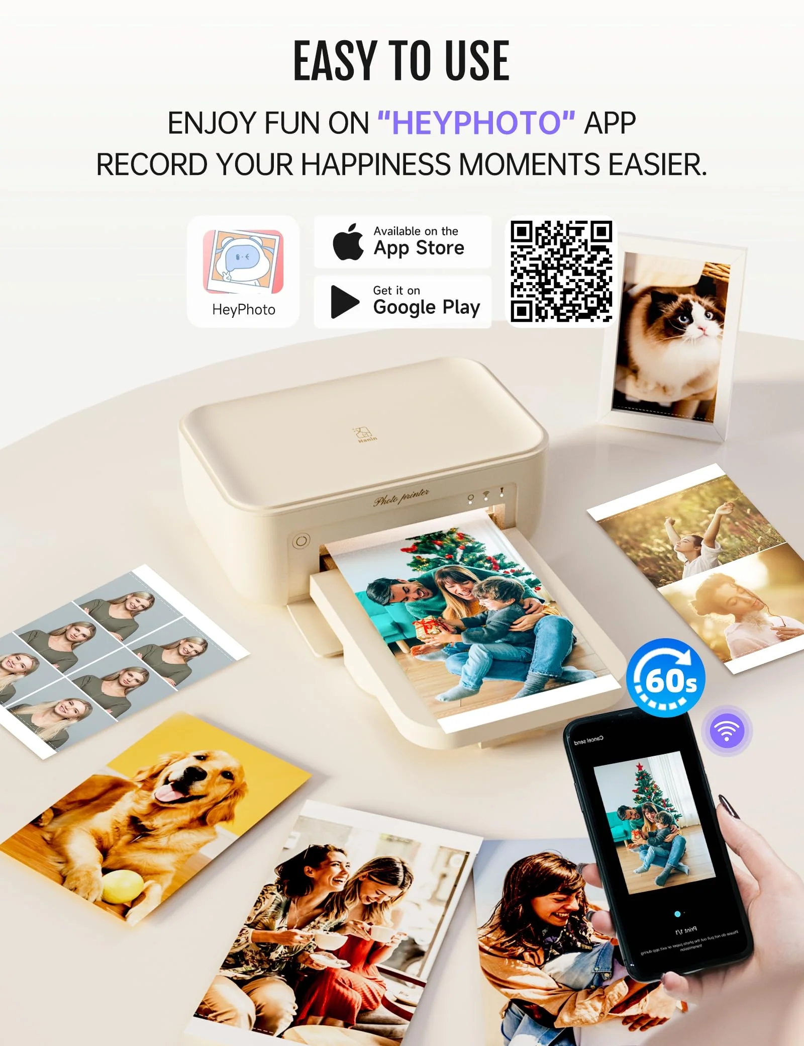 iDPRT CP4100 Fotodrucker mit 108 Blatt Fotopapier und 2 Bändern, tragbarer Fotodrucker für iOS- und Android-Smartphones, ideales Geschenk, um schöne Momente festzuhalten - Image 8