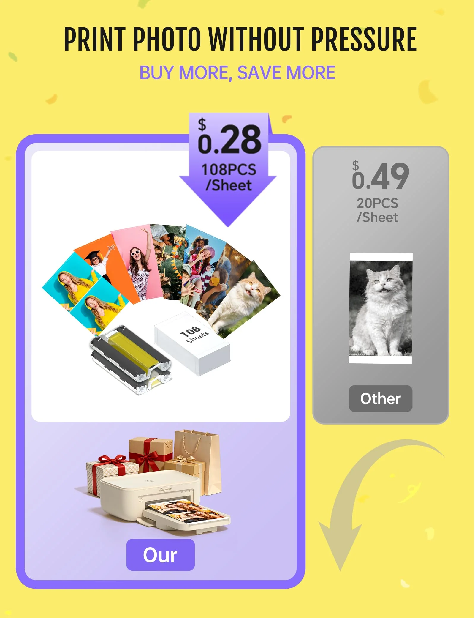 iDPRT CP4100 Fotodrucker mit 108 Blatt Fotopapier und 2 Bändern, tragbarer Fotodrucker für iOS- und Android-Smartphones, ideales Geschenk, um schöne Momente festzuhalten - Image 9