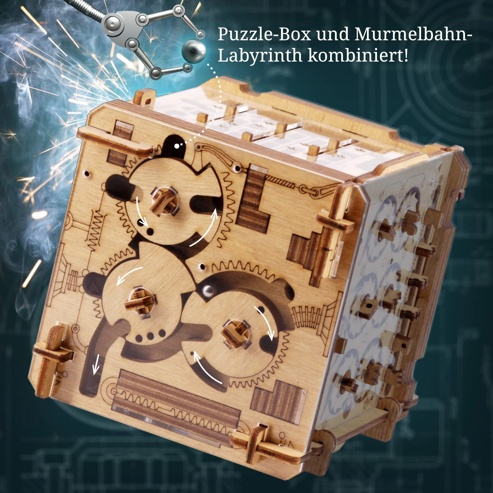 iDventure Cluebox - Cambridge Labyrinth - Escape Room Spiel - 3D Holzpuzzle - Geldgeschenk Puzzlebox - IQ Puzzle - Rätselbox und Geburtstagsgeschenk für Erwachsene - Gadget für männer - Reisespiel - Image 5