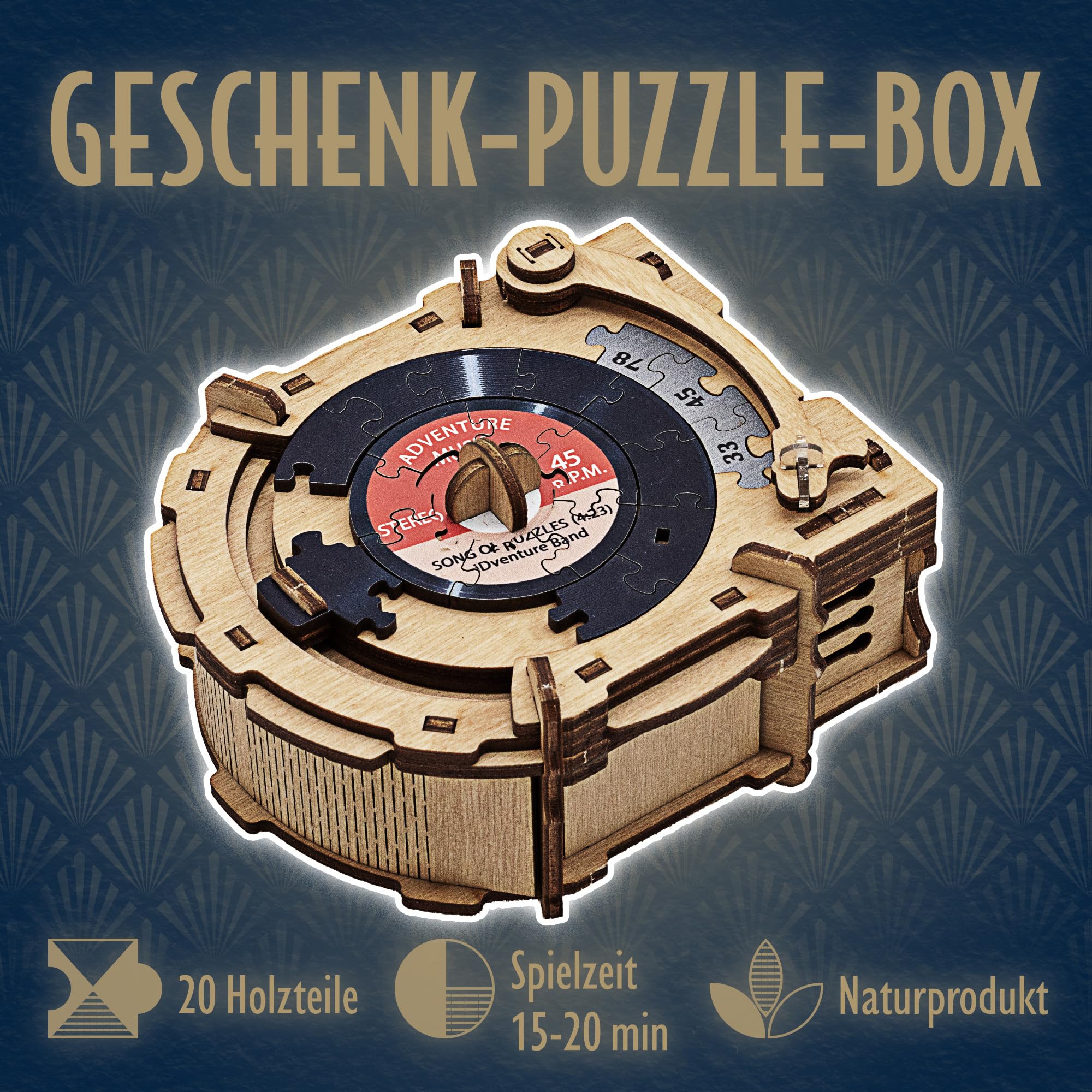 iDventure Cluepuzzle Record Player - Puzzlebox mit Jigsaw Puzzle - Escape Room Spiel - Geschenkbox - Schatztruhe - 3D Holzpuzzle - Sequenzielle Puzzles Rätselbox Erwachsene - Geldgeschenk - Geschenk - Image 6