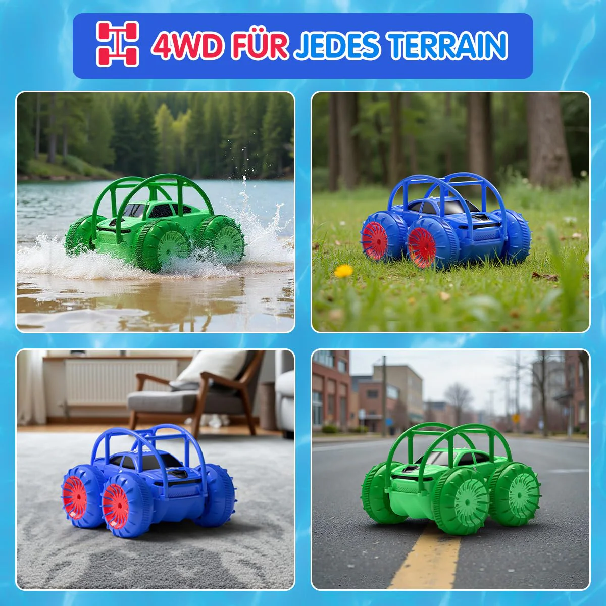 ifollower Direktladung Ferngesteuertes Auto 2.4GHz 4WD Amphibienfahrzeug mit LED-Licht,360° Drehung Stunt Monstertruck Strand Wasser Outdoor Spielzeug Geschenk für Kinder Jungen Mädchen ab 3-12 Jahre - Image 2