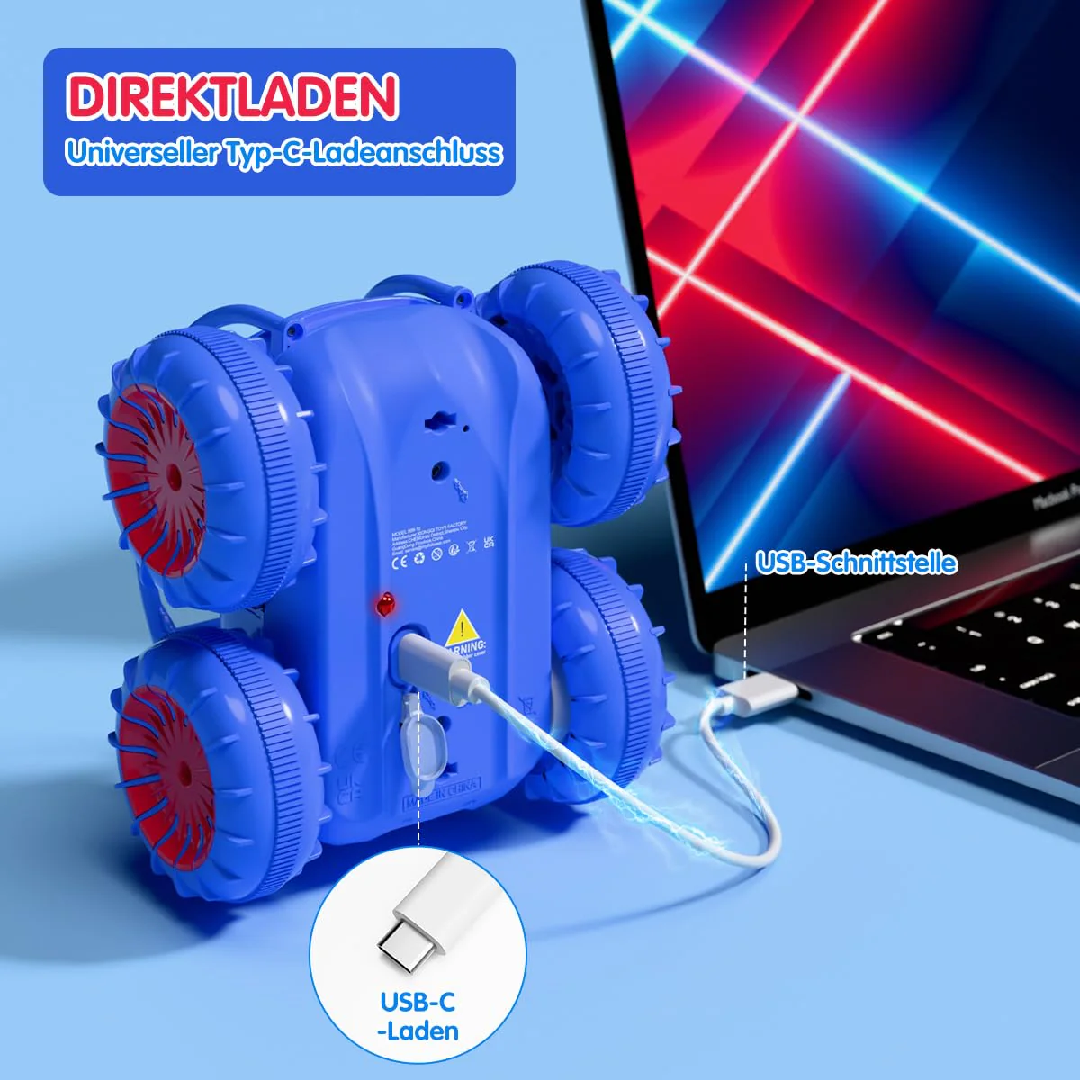 ifollower Direktladung Ferngesteuertes Auto 2.4GHz 4WD Amphibienfahrzeug mit LED-Licht,360° Drehung Stunt Monstertruck Strand Wasser Outdoor Spielzeug Geschenk für Kinder Jungen Mädchen ab 3-12 Jahre - Image 3