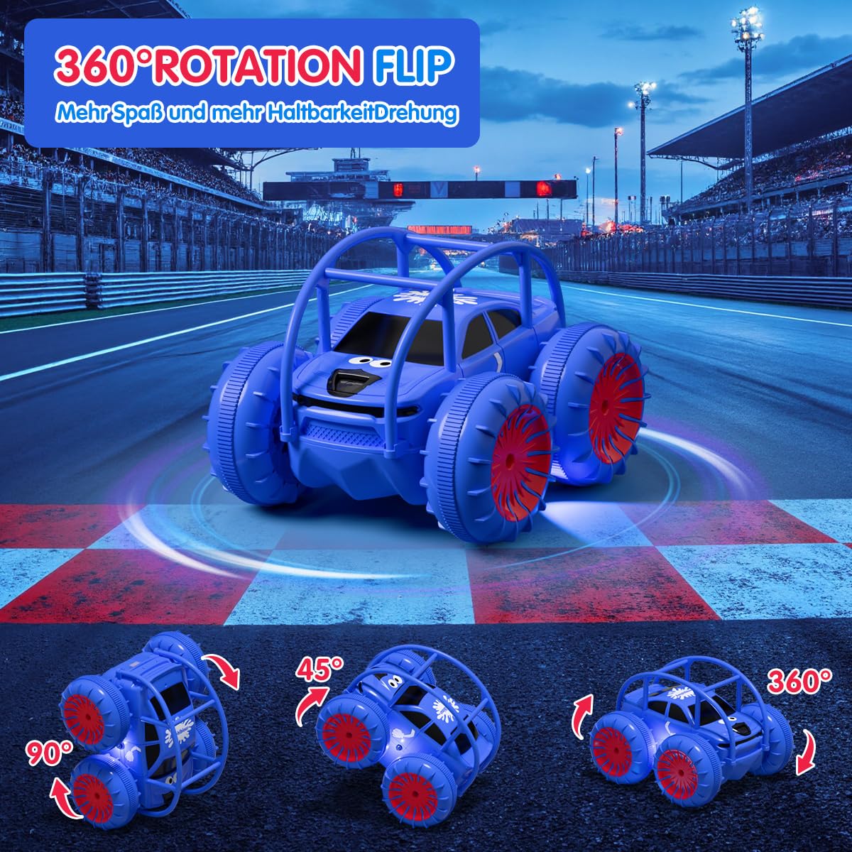 ifollower Direktladung Ferngesteuertes Auto 2.4GHz 4WD Amphibienfahrzeug mit LED-Licht,360° Drehung Stunt Monstertruck Strand Wasser Outdoor Spielzeug Geschenk für Kinder Jungen Mädchen ab 3-12 Jahre - Image 4
