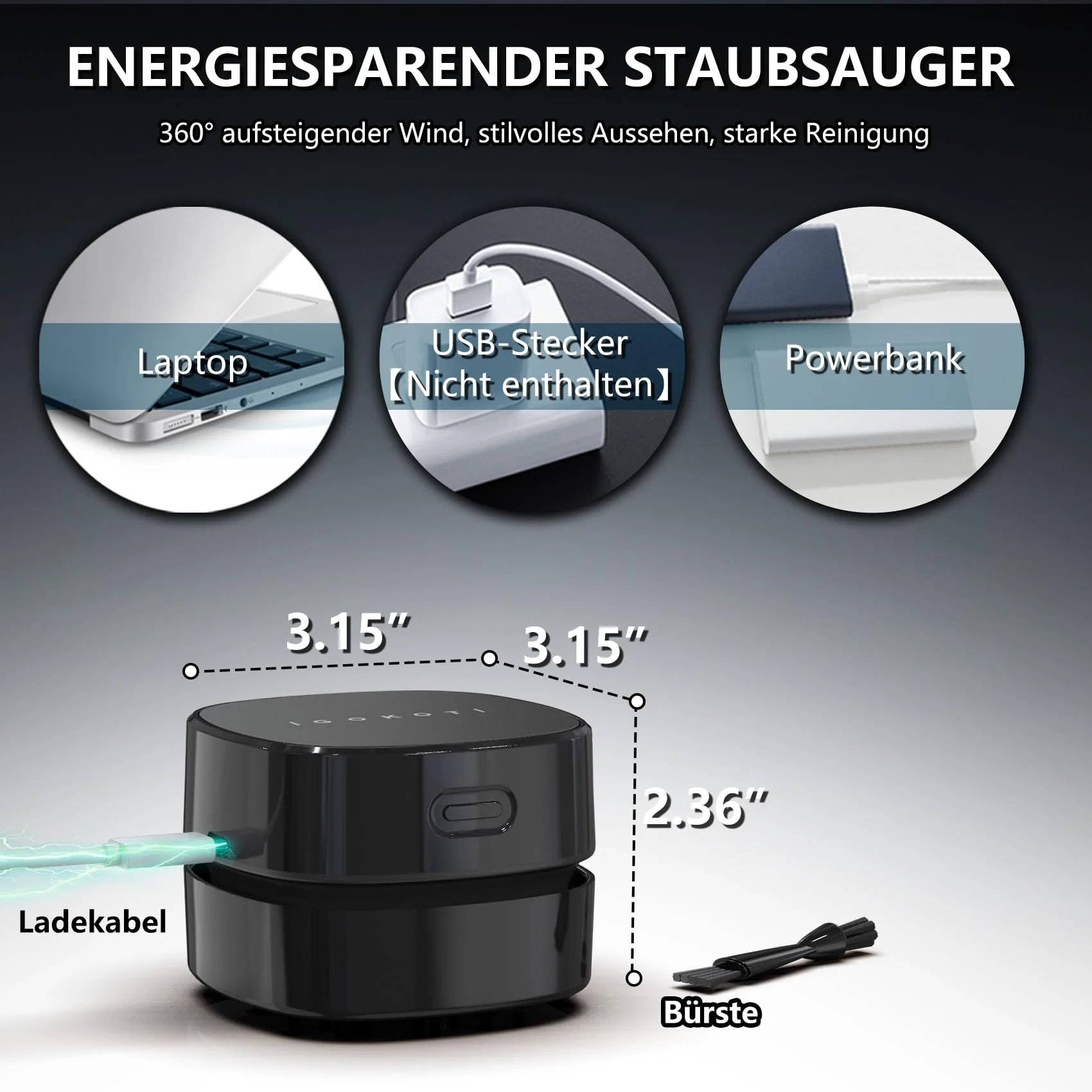 IGOKOTI USB Wiederaufladbar Tischstaubsauger, Tragbar Kabellos Mini Tisch Staubsauger, Starke Saugkraft Staubsauger Schreibtisch für Desktop, Büro, Schule, Haushalt Wichtelgeschenk - Image 6