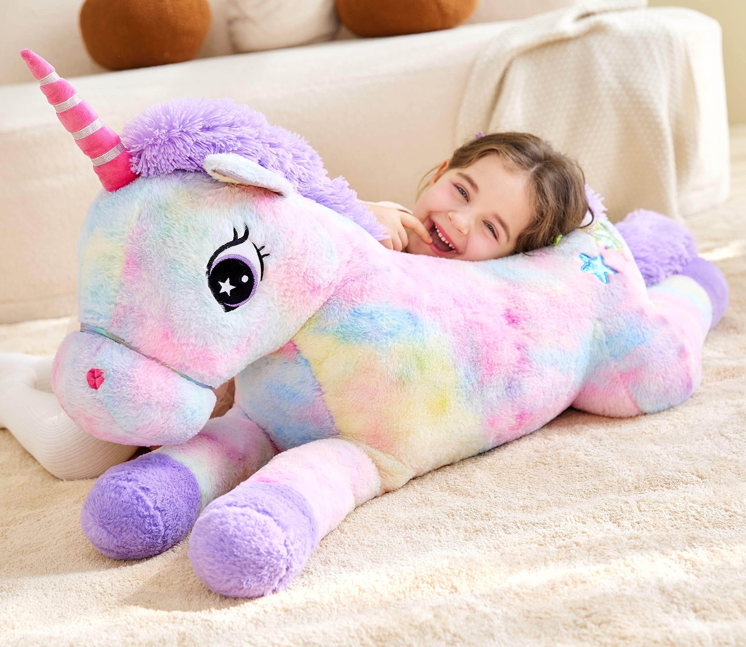 IKASA Groß Einhorn Stofftier Riesen Kuscheltier,110cm Gross Plüschtier Riesige Flauschige Weich Jumbo Plüsch Spielzeug,Geschenk für Kinder - Image 2