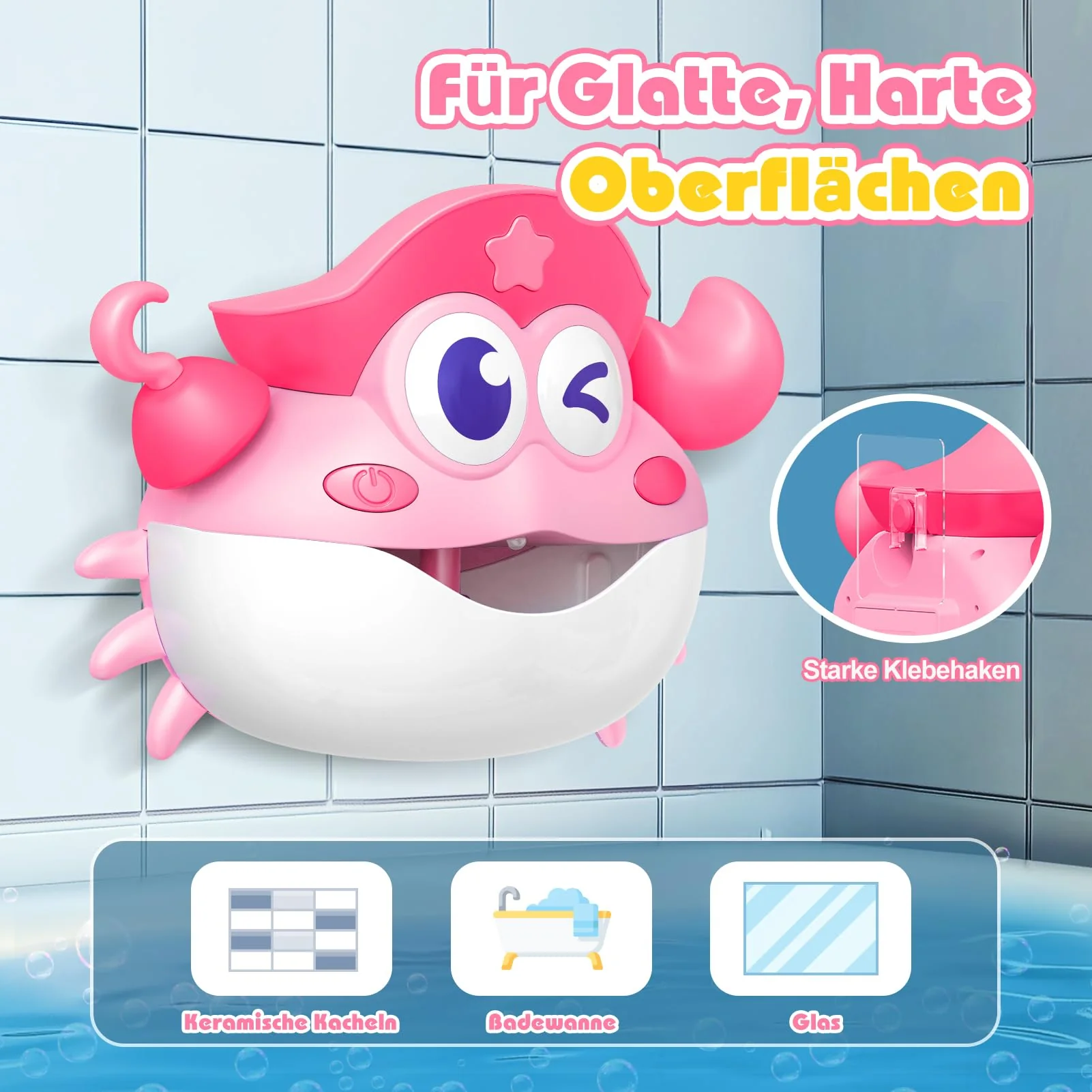 iKidiki Badespielzeug Baby Spielzeug ab 1 2 3 4 5 Jahre Mädchen, Geschenk 1-5 Jahre Mädchen Badewannenspielzeug ab 1-5 Jahre Schaummaschine Badewanne Geburtstagsgeschenk für Mädchen Krabbe Baby - Image 3