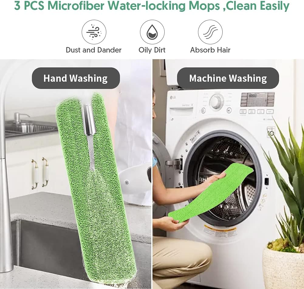 ILAVCOOL Sprühwischer Bodenwischer Wischer mit Sprühfunktion, Wischmopp für Bodenreinigung, Trocken-Nassmopp, Staubwischer mit 3 wiederverwendbaren Wischpads und 550 ml nachfüllbarer Flasche - Image 4