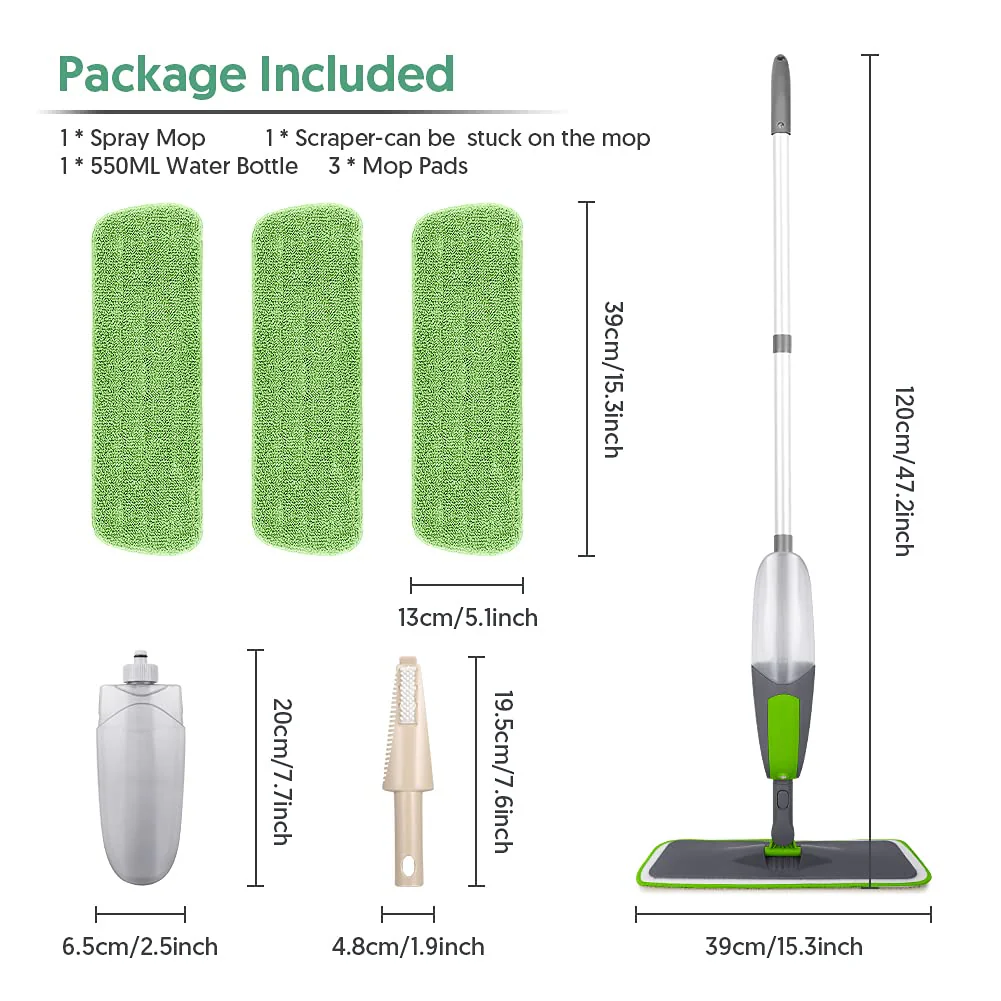 ILAVCOOL Sprühwischer Bodenwischer Wischer mit Sprühfunktion, Wischmopp für Bodenreinigung, Trocken-Nassmopp, Staubwischer mit 3 wiederverwendbaren Wischpads und 550 ml nachfüllbarer Flasche - Image 9