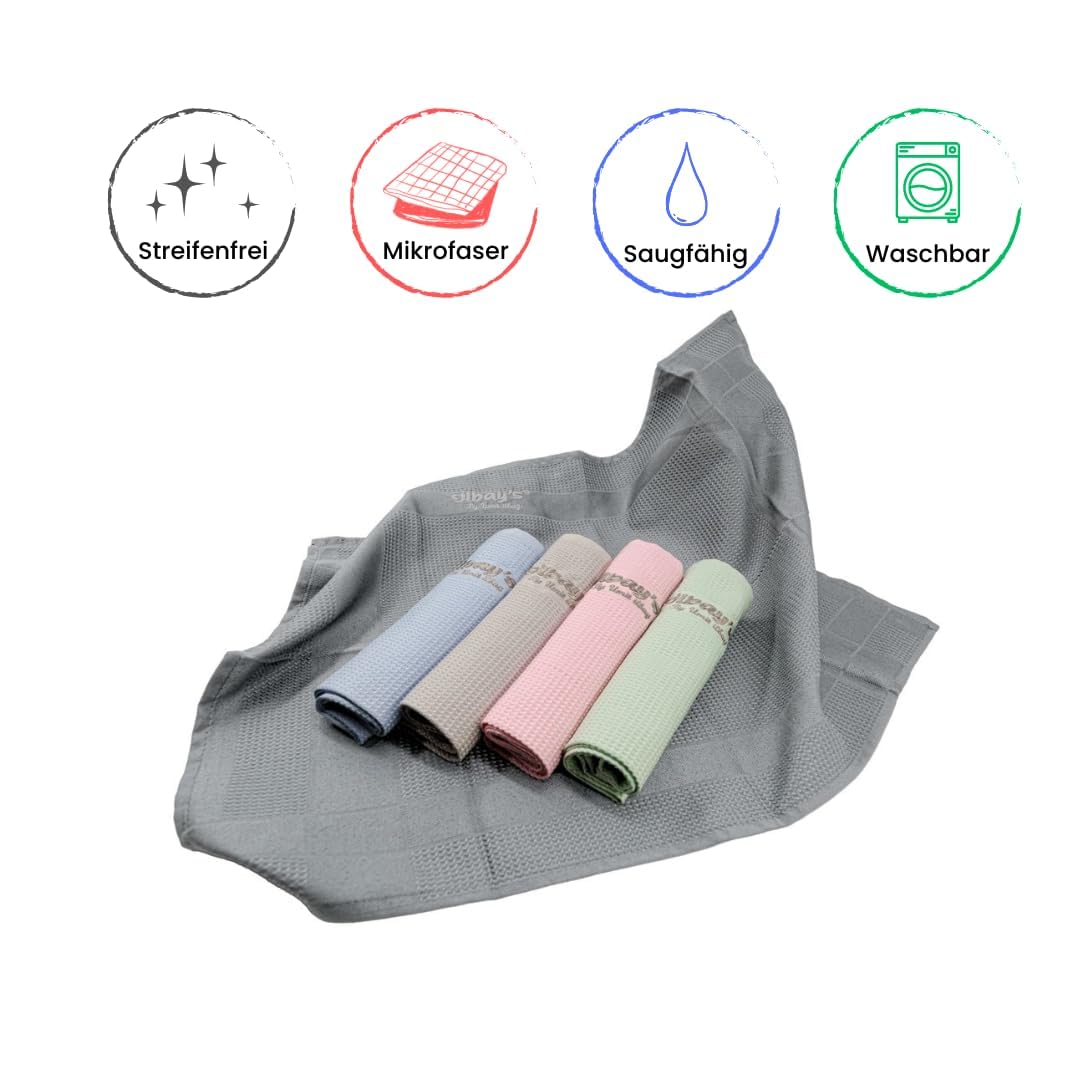 ilbay's Hochsaugfähige Reinigungstücher [5er Pack] – Streifenfreie Reinigung ohne Reinigungsmittel für Auto, Küche, Bad und mehr – Putztuch – Geschirrtuch 40x60 cm aus Microfaser
