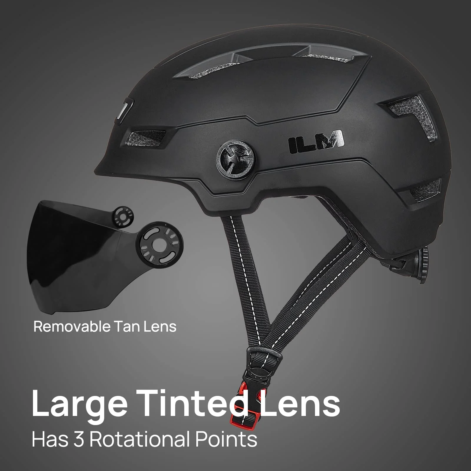ILM Fahrradhelm mit Visier und LED Licht Mountain&Road Fahrradhelme für Damen und Herren Fahrradhelm für Pendeln in der Stadt E3-10L,schwarz L-XL