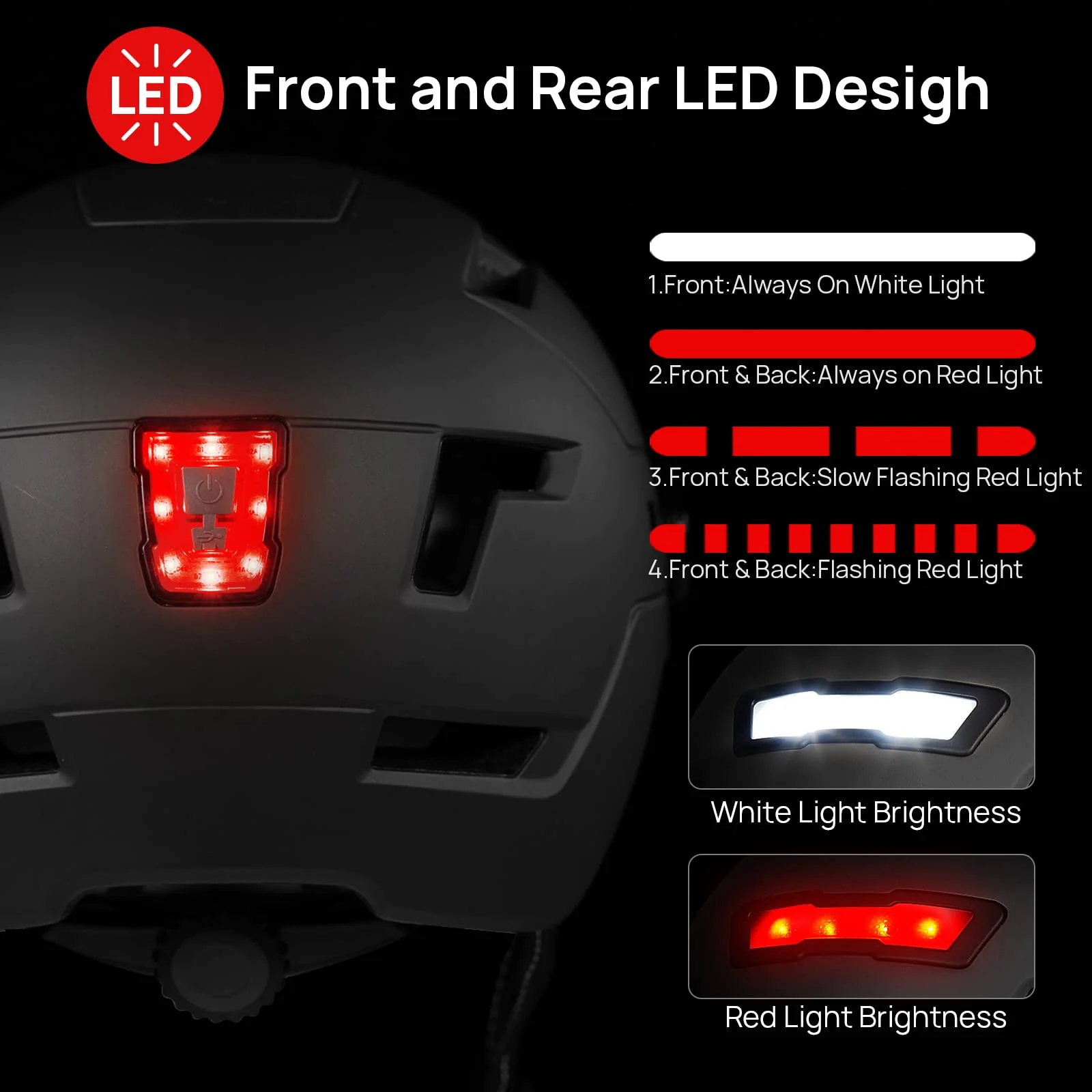 ILM Fahrradhelm mit Visier und LED Licht Mountain&Road Fahrradhelme für Damen und Herren Fahrradhelm für Pendeln in der Stadt E3-10L,schwarz L-XL - Image 3