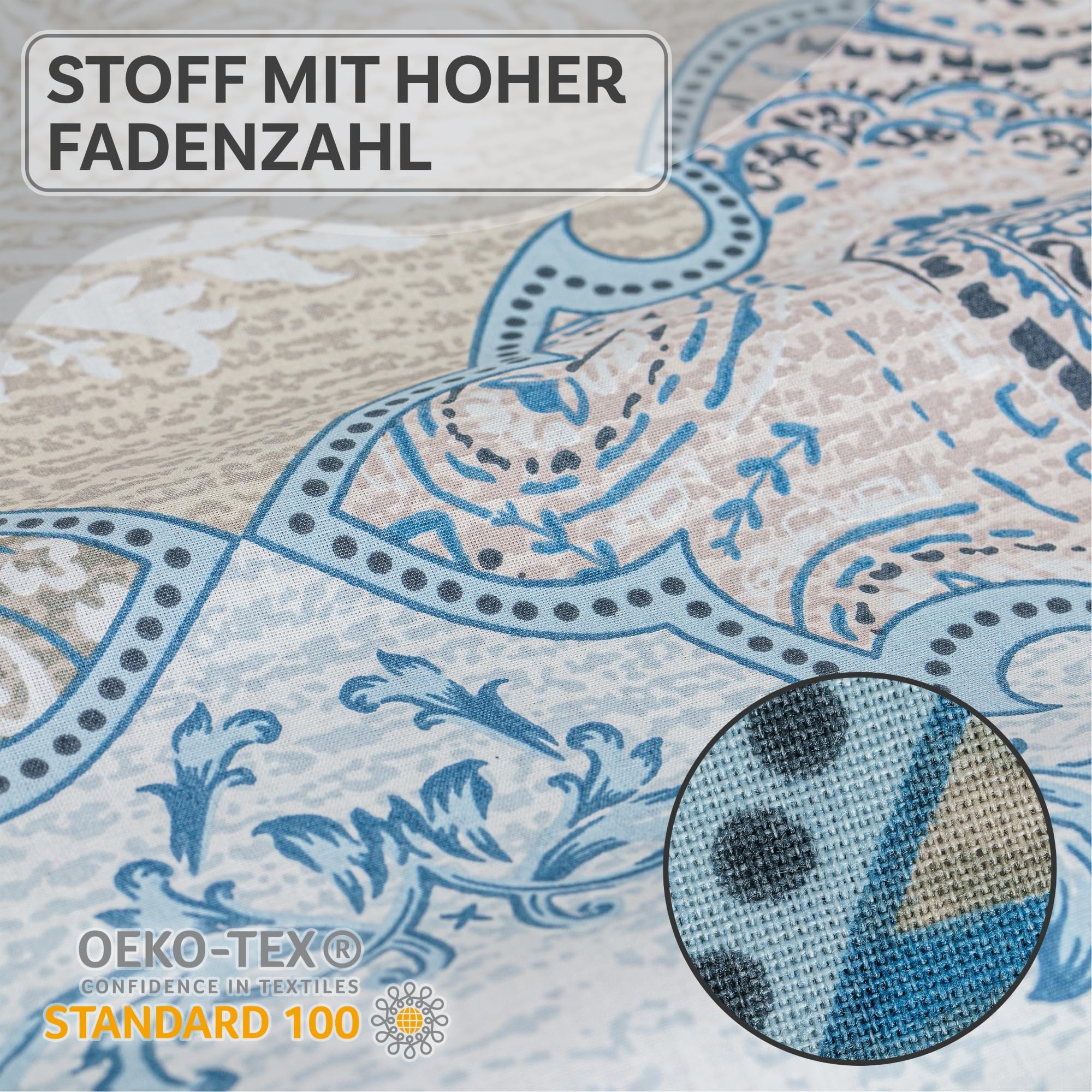 iNaAm Bettwäsche-Set 5-teilig 200x200 Baumwolle Bettbezug mit Knöpfen +2 Kissenbezug 80x80 +2 Kissenbezug 40x80 mit Hotelverschloß für Sommer&Winter (Blau, Doppel) - Image 6
