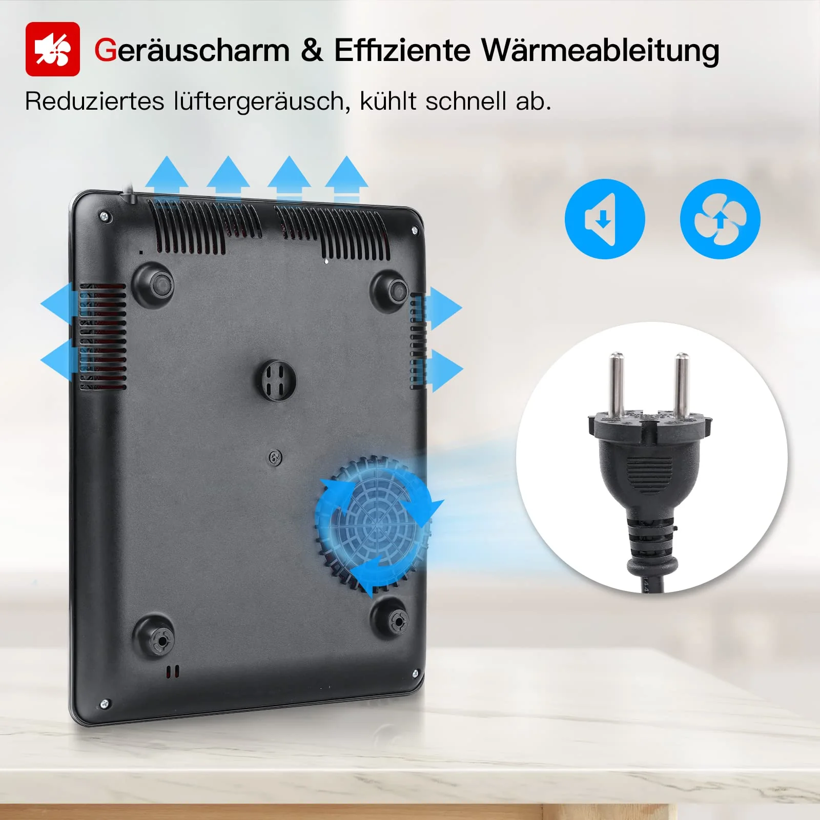 Induktionskochplatte, IsEasy Tragbares Induktionskochfeld 2100W,28cm Induction Hotplates, Kochfelder mit Stecker, 9 Heizstufen, 1-99Min Timer, Touch-Steuerung, Max/Min-Funktion, 220-240V - Image 2