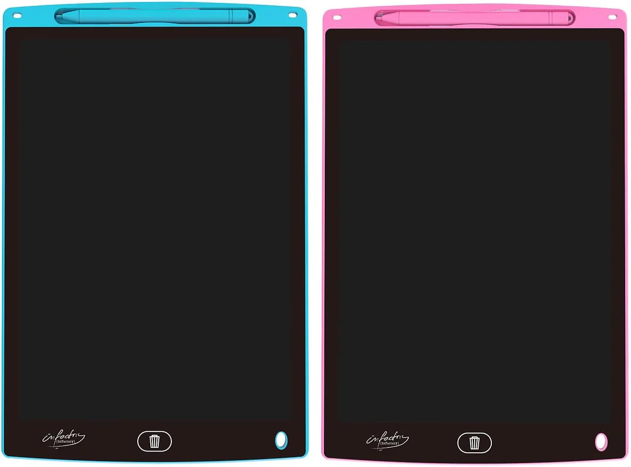 infactory 2er-Set LCD-Schreibtafeln für Kinder, 8,5"/21,5 cm, Stift, rosa & blau - Image 8