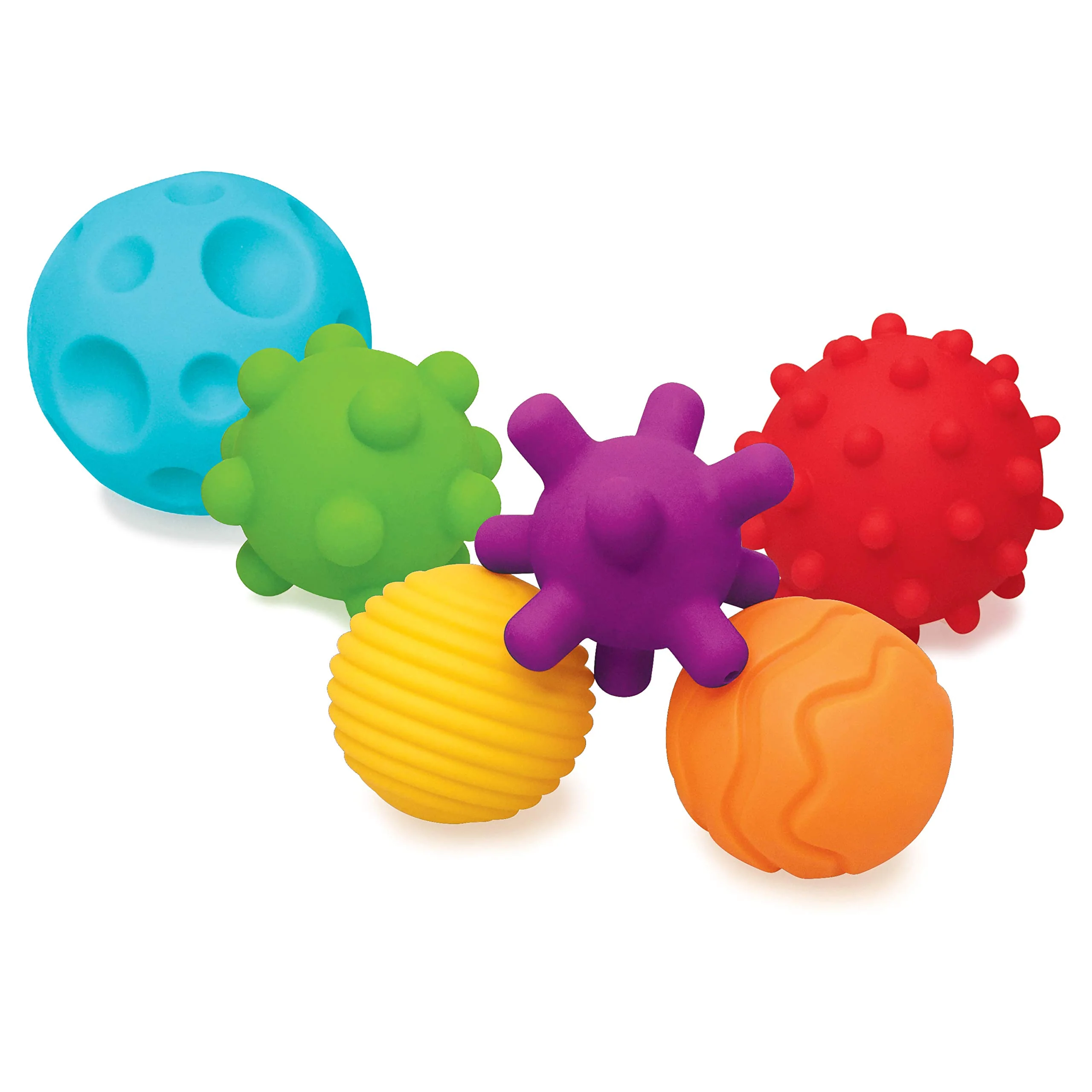 INFANTINO Texturierte Bälle im Set für die Sensorische Entwicklung für Kinder ab Monaten, Multicolored, 6 Stück