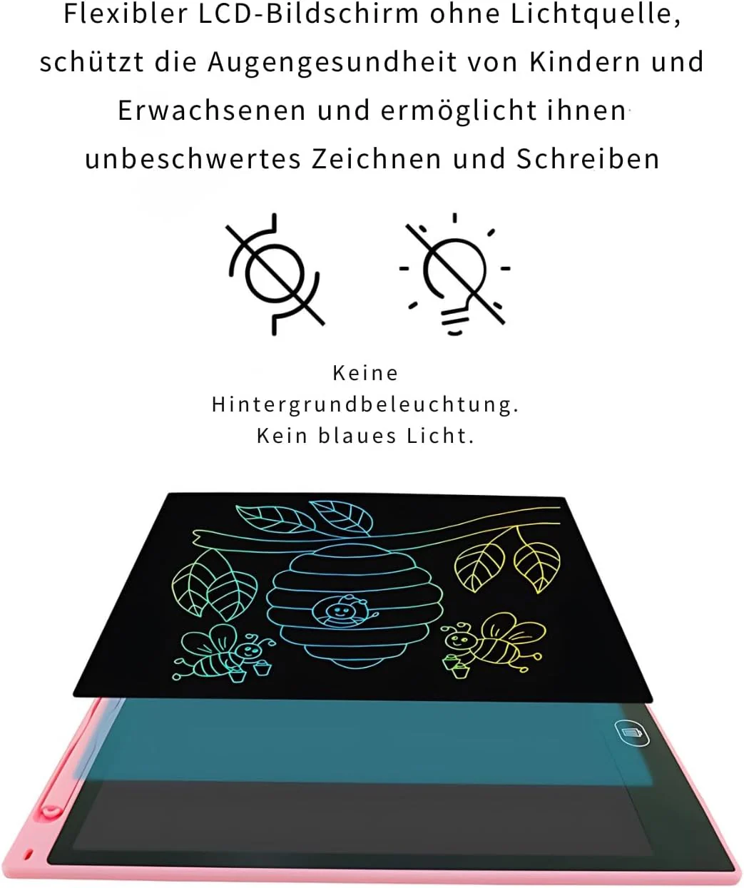 Infinity Seven LCD Schreibtablet 12 Zoll, Bunter Bildschirm, Schreibtafel, Notizen Machen, Malen, Kinder Geschenk, Lernen, Wiederverwendbar, Zeichnen, Tragbar, Tablet, farbig (Schwarz) - Image 2