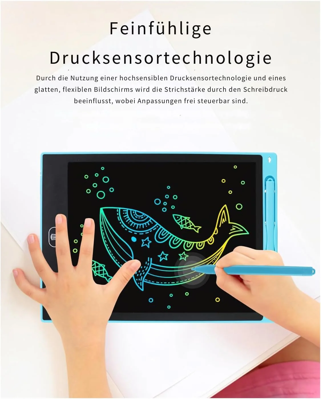 Infinity Seven LCD Schreibtablet 12 Zoll, Bunter Bildschirm, Schreibtafel, Notizen Machen, Malen, Kinder Geschenk, Lernen, Wiederverwendbar, Zeichnen, Tragbar, Tablet, farbig (Schwarz) - Image 9