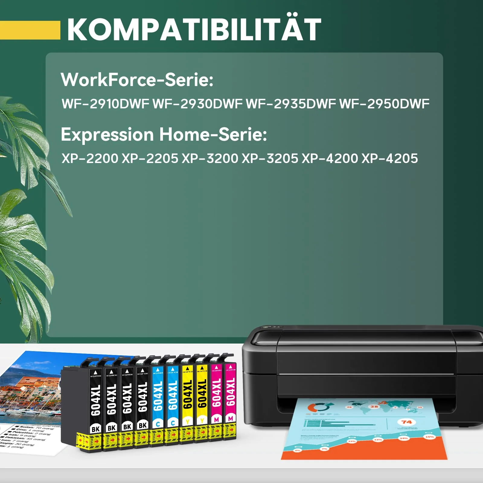 INK E-SALE 604XL Druckerpatronen kompatible für Epson 604XL 10er-Pack für Expression Home XP-3200 XP-3205 XP-4200 XP-4205 XP-2200 XP-2205 Workforce WF-2910 WF-2930 WF-2935 WF-2950 - Image 4