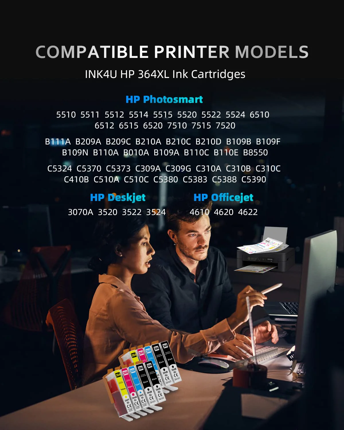 INK4U 364XL Druckerpatronen Kompatibel für HP 364XL Patronen für HP Photosmart 5520 5510 5524 6510 6520 7520, für HP Officejet 4620 4622, für HP Deskject 3520 3070A (10er-Pack) - Image 6