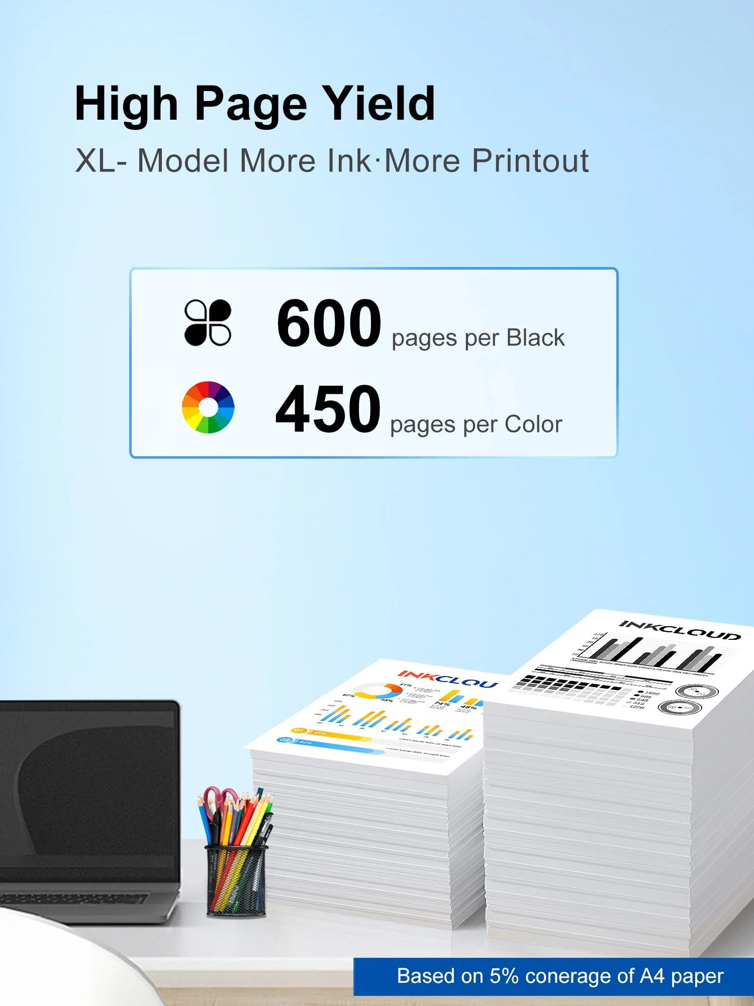 INKCLOUD 305XL Druckerpatronen Kompatibel für HP 305 Druckerpatronen für DeskJet 2700 2710 2720 DeskJet Plus 4110 4120 Envy 6010 6020 Envy Pro 6400 6420 (1 Schwarz und 1 Farbe) - Image 4