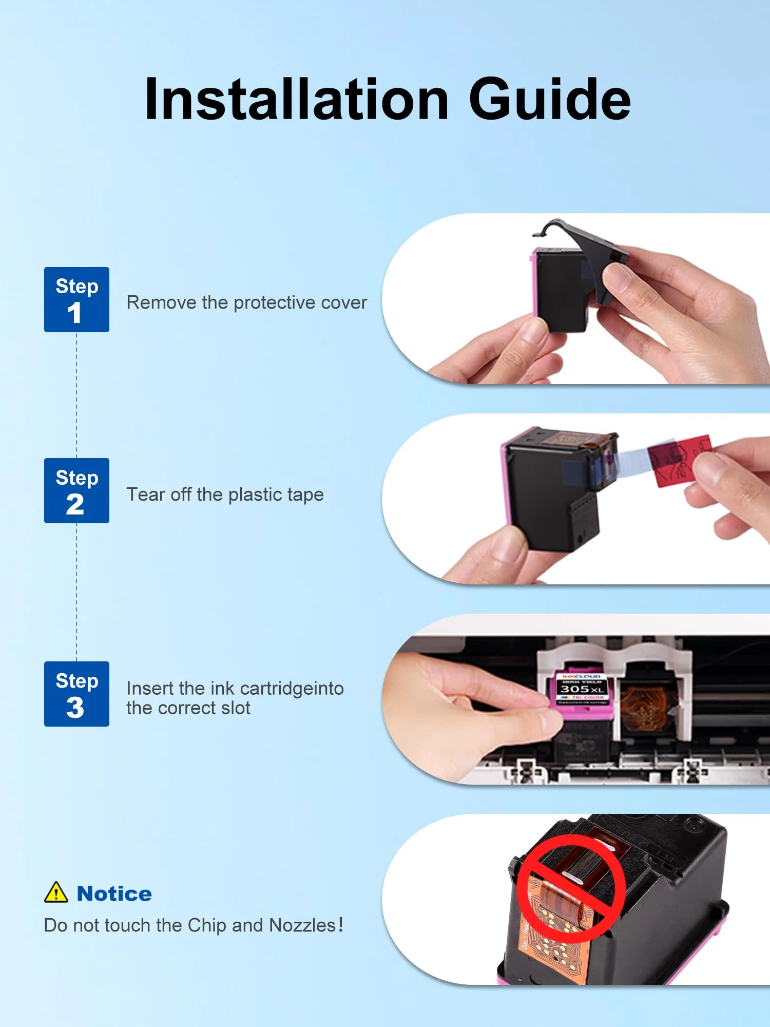 INKCLOUD 305XL Druckerpatronen Kompatibel für HP 305 Druckerpatronen für DeskJet 2700 2710 2720 DeskJet Plus 4110 4120 Envy 6010 6020 Envy Pro 6400 6420 (1 Schwarz und 1 Farbe) - Image 7
