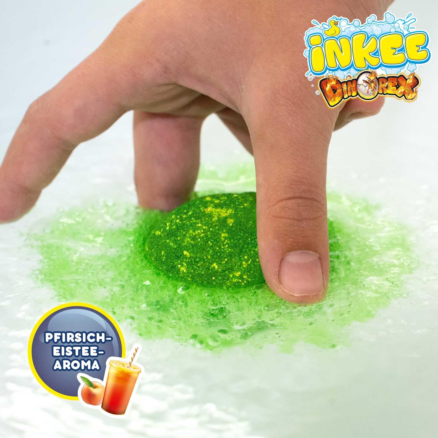 INKEE SURPRISE DINO | Badekugeln Kinder mit Überraschung , Ei-Form Badebombe 100g mit Dinosaurier Figuren , Apple Ice Tea Aroma - Image 3